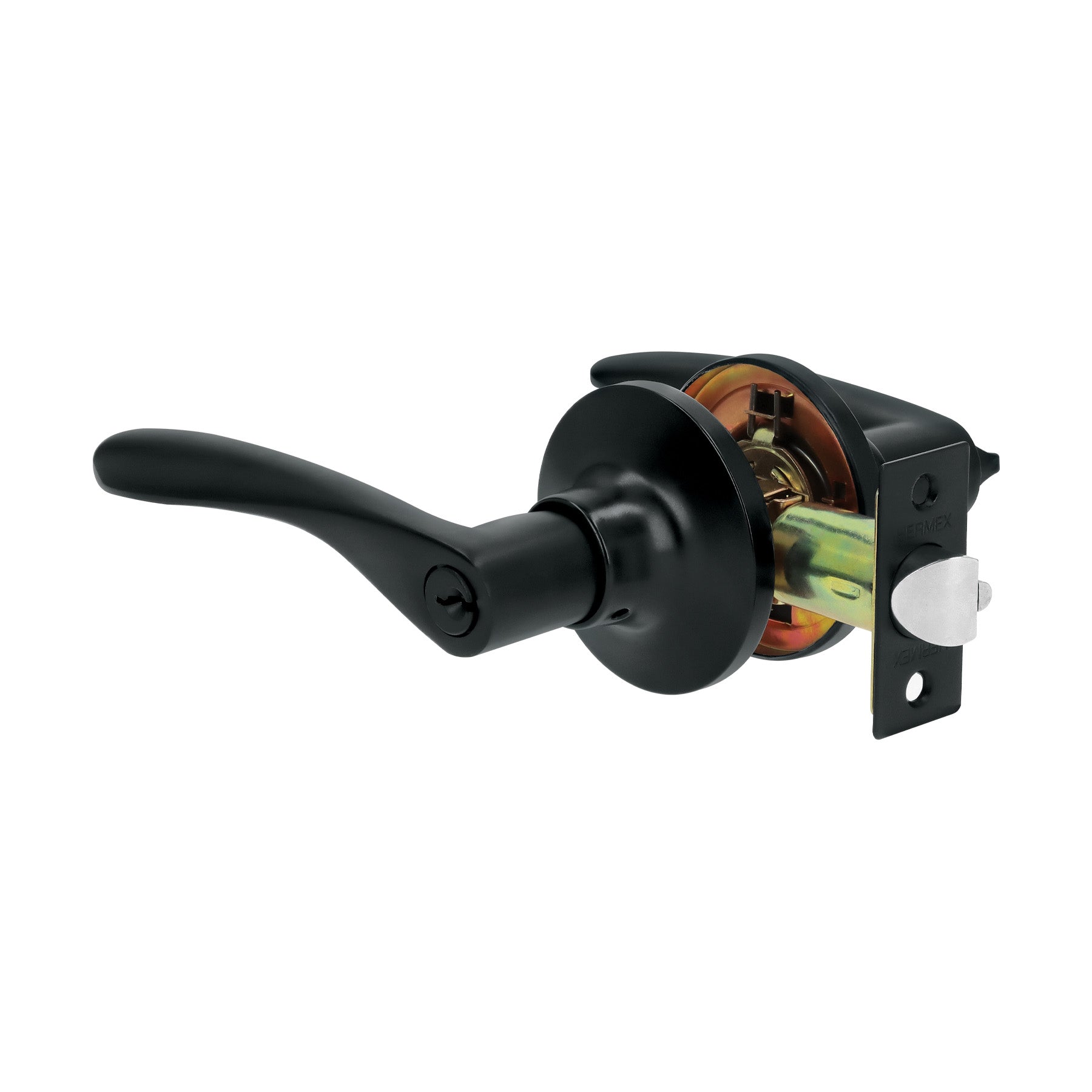 Cerradura manija "Milán" p/recámara, negro, cil latón, BASIC