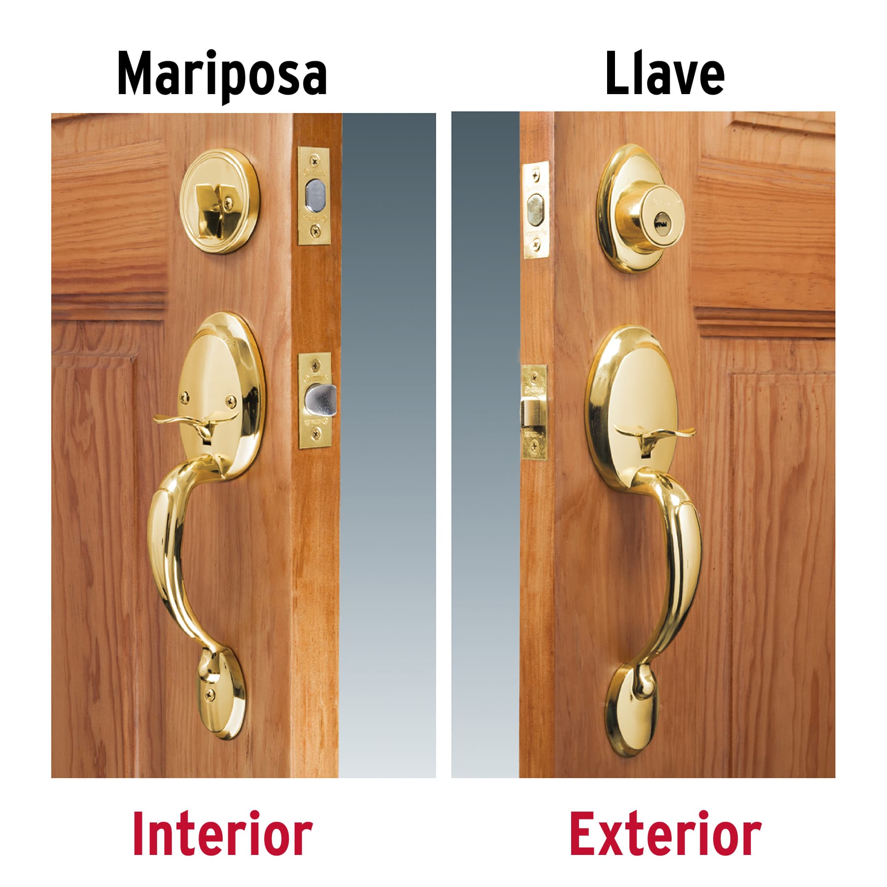 Doble jaladera, Lugo llave-mariposa,Latón Brillante,HERMEX