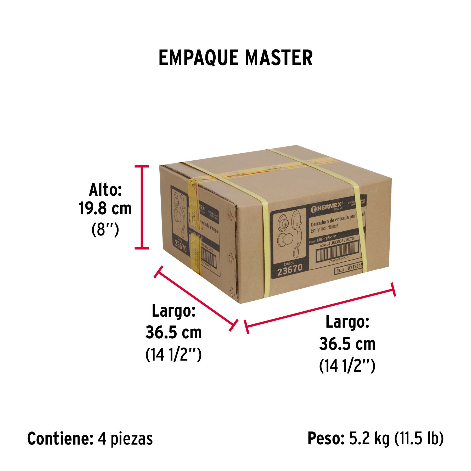 Jaladera y perilla, Berna llave-llave, LB, BASIC - Empaque