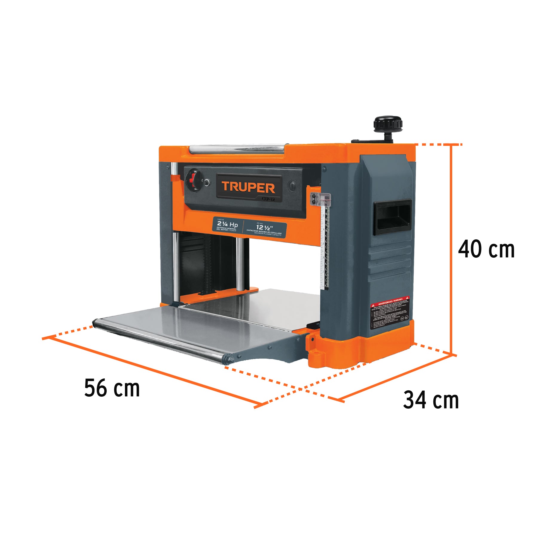 Cepillo portátil 12-1/2", 2-1/4 HP (1600 W), TRUPER