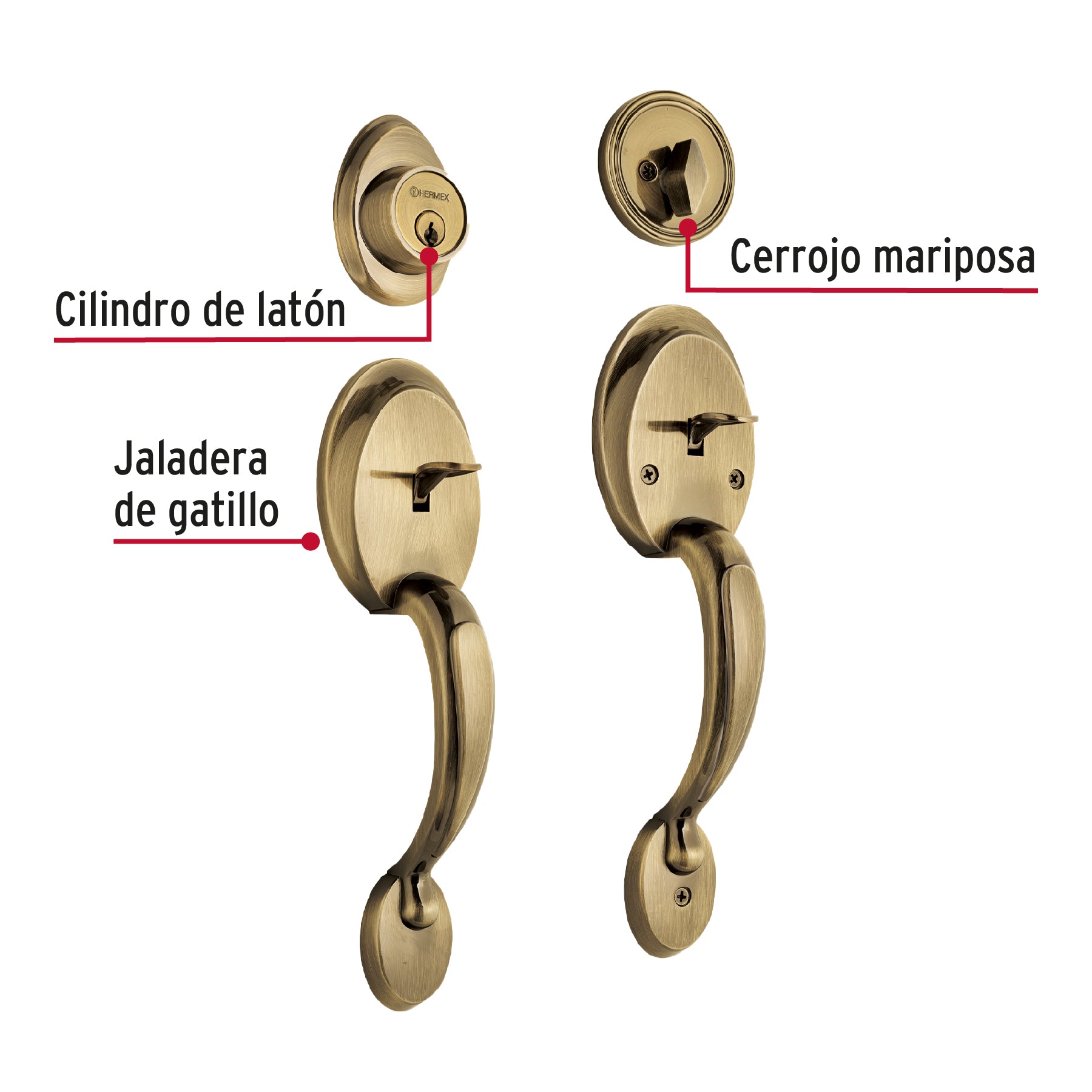 Doble jaladera y perilla, Berna mariposa, LA, BASIC