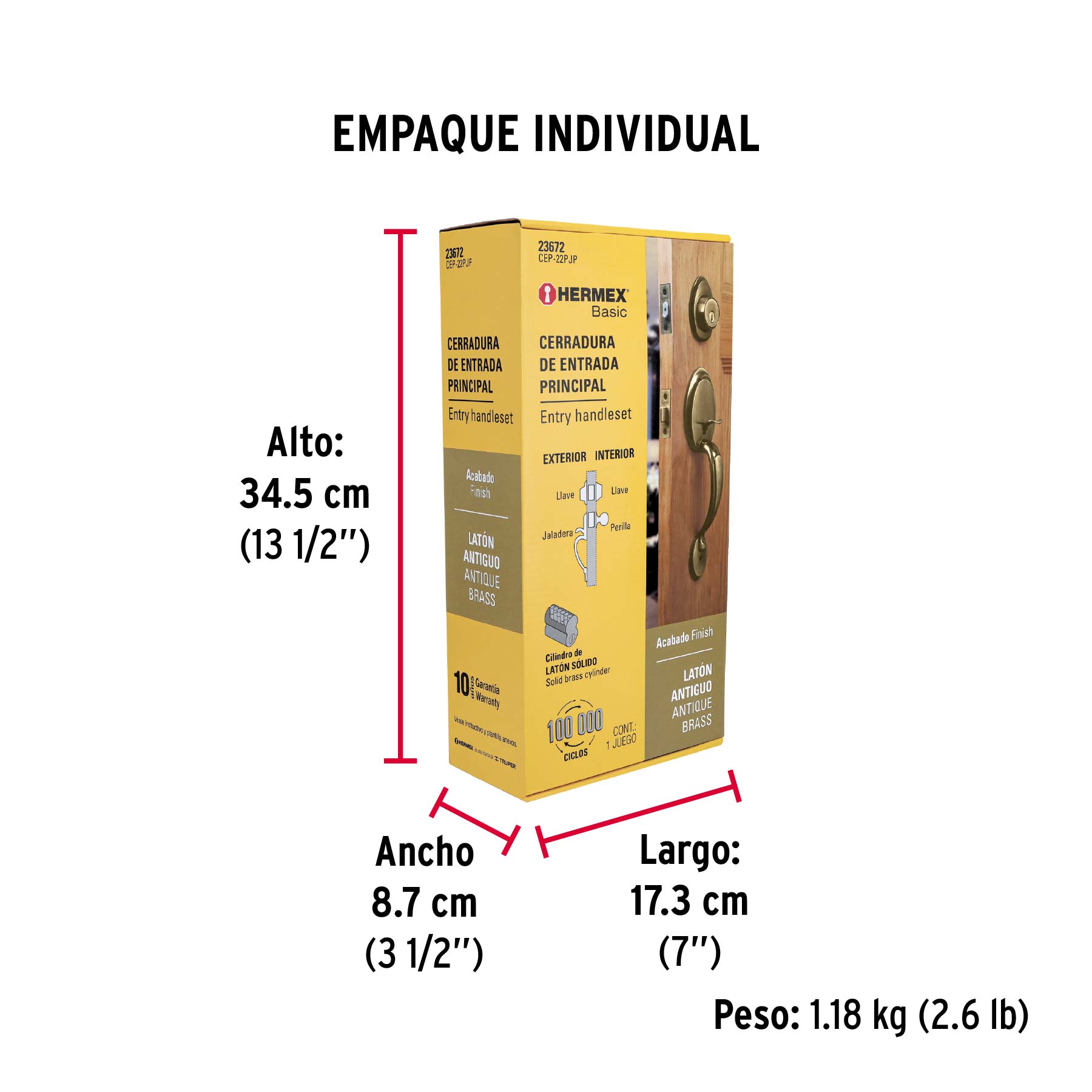 Jaladera y perilla, Berna llave-llave, LA, BASIC - Empaque