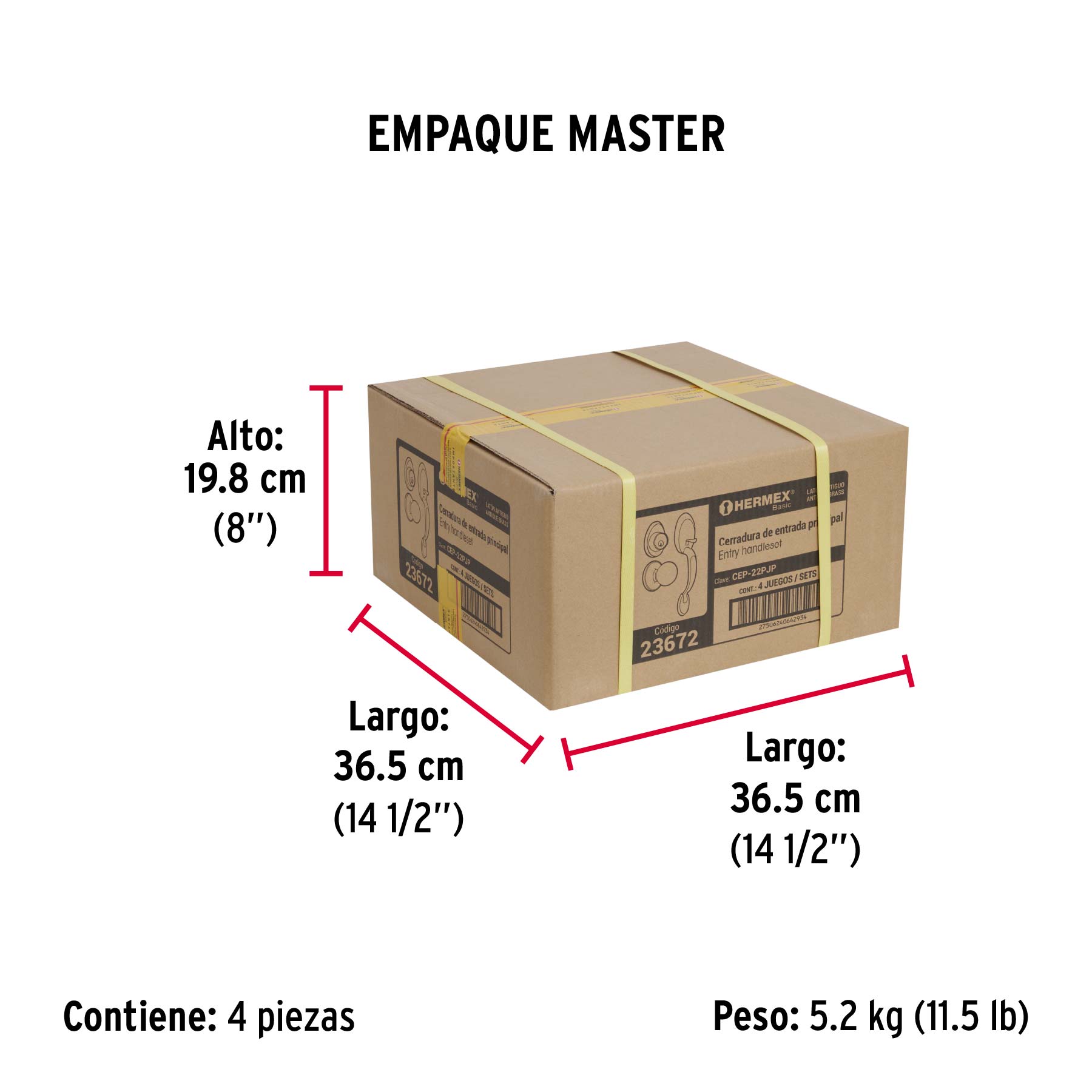 Jaladera y perilla, Berna llave-llave, LA, BASIC - Empaque