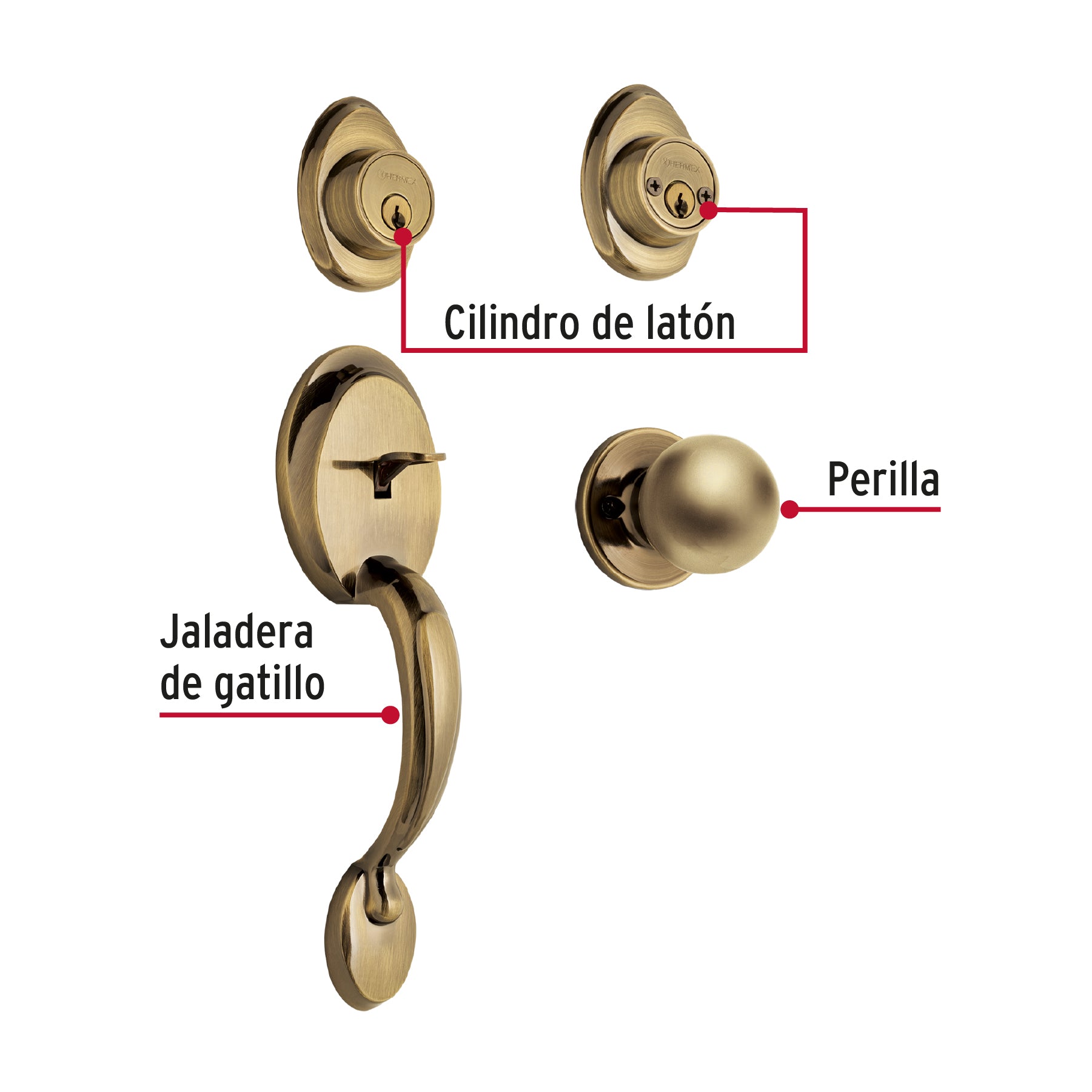 Jaladera y perilla, Berna llave-llave, LA, BASIC