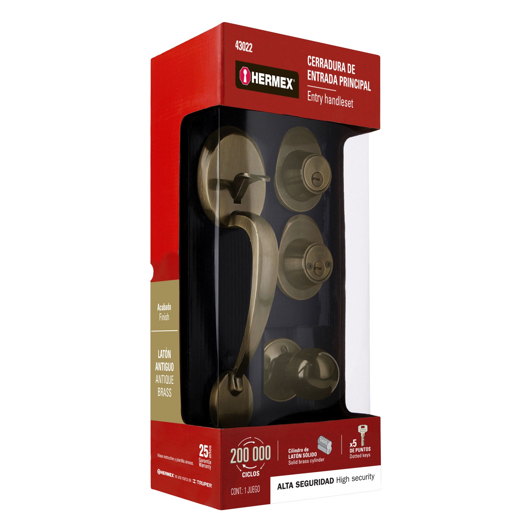 Jaladera/perilla, Lugo llave-llave, Latón Antiguo, HERMEX