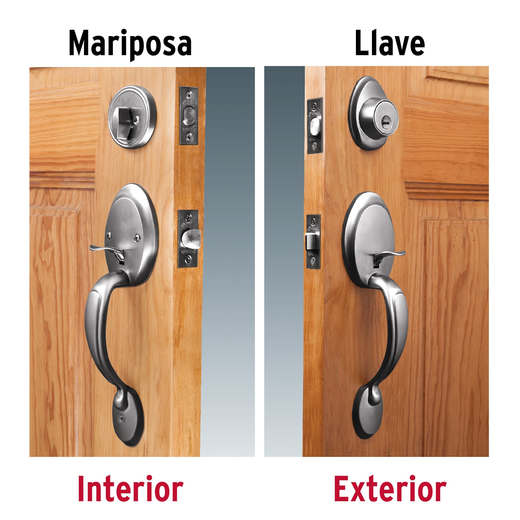 Doble jaladera, Lugo llave-mariposa, Cromo Mate, HERMEX
