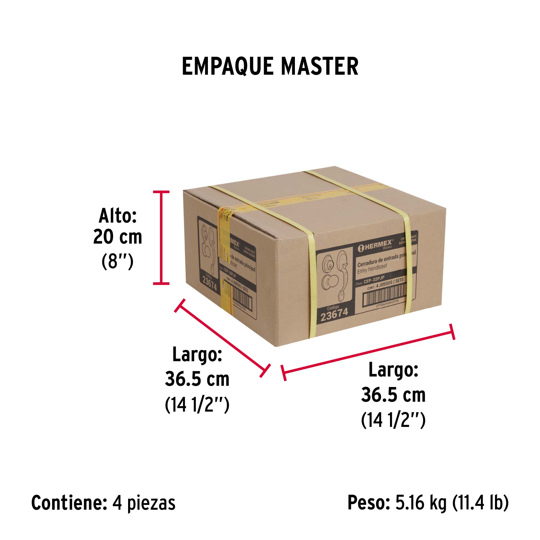 Jaladera y perilla, Berna llave-llave, cromo mate, BASIC - Empaque