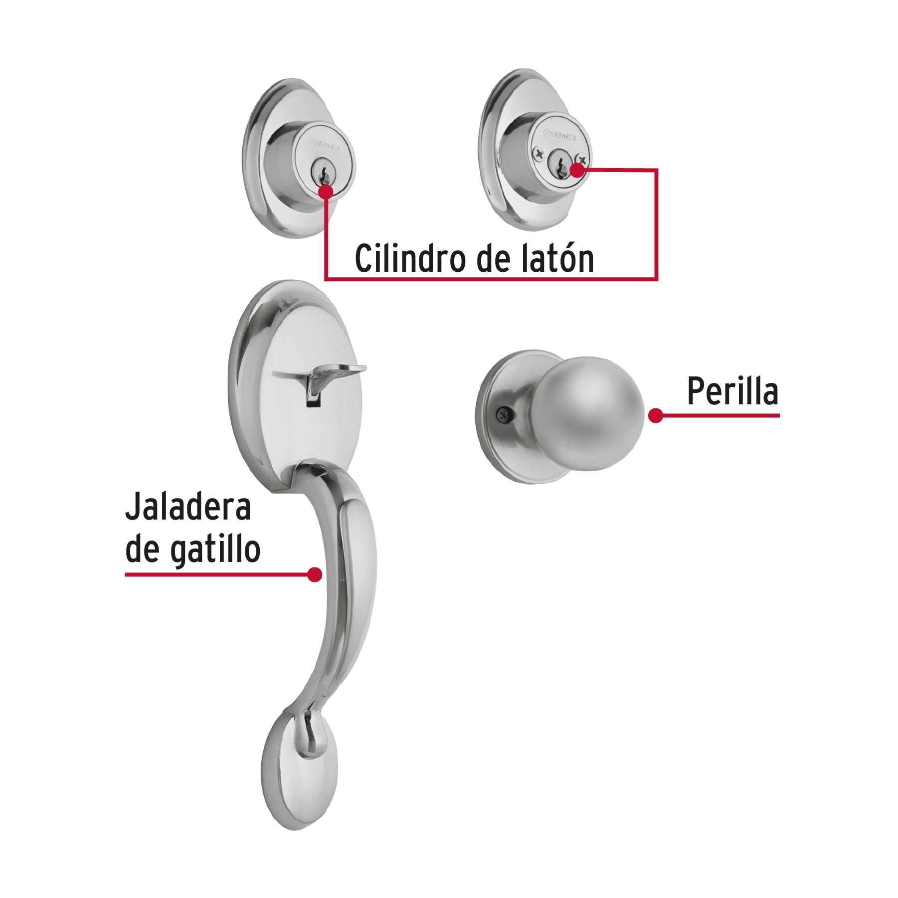 Jaladera y perilla, Berna llave-llave, cromo mate, BASIC