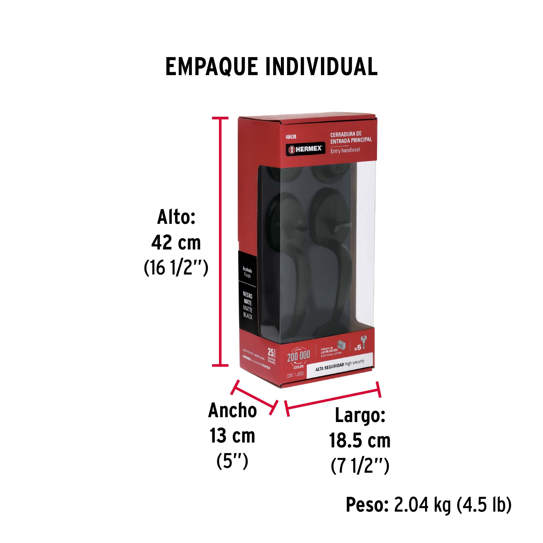 Doble jaladera, Lugo llave-mariposa, Negro, HERMEX - Empaque