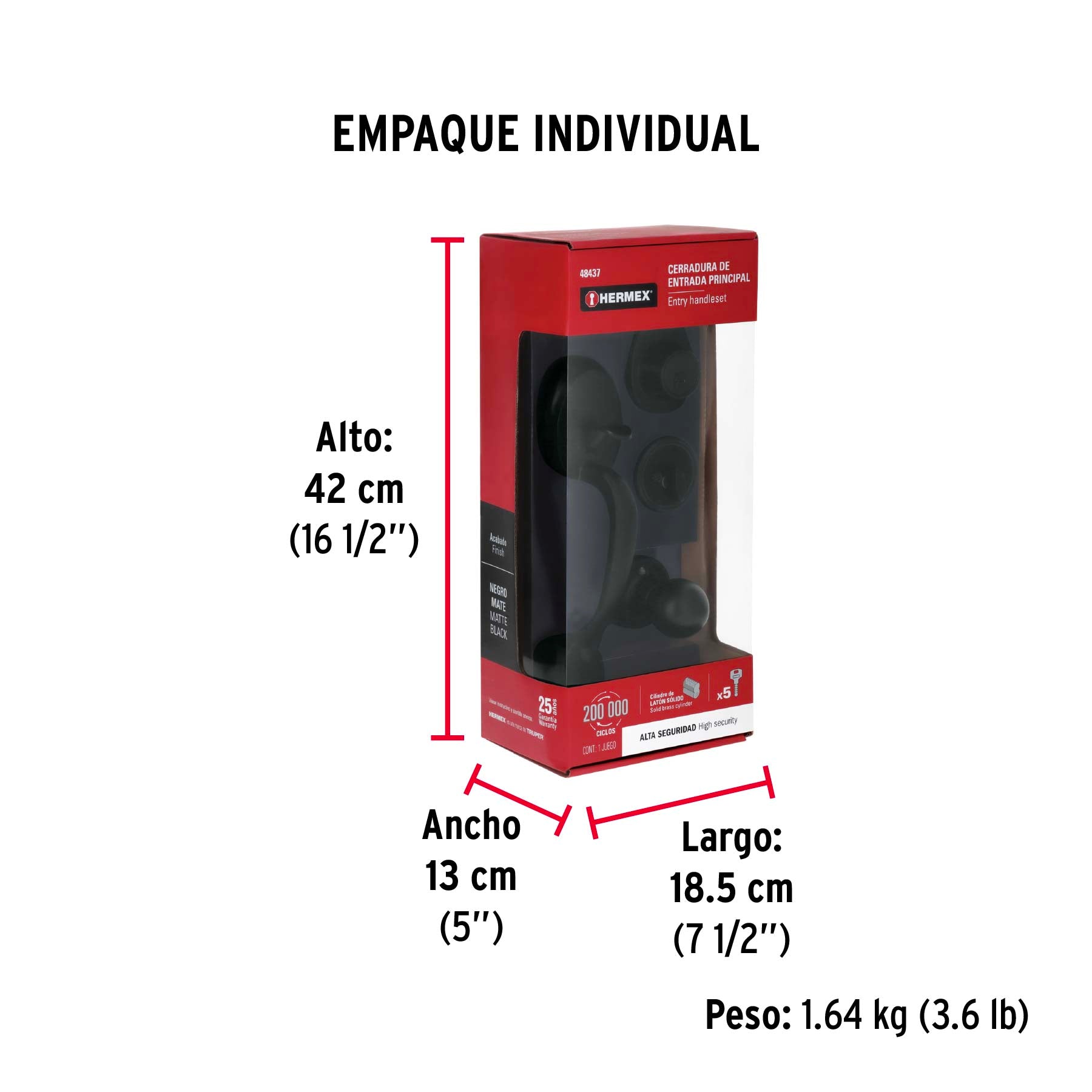 Jaladera/perilla, Lugo llave-mariposa, Negro, HERMEX - Empaque