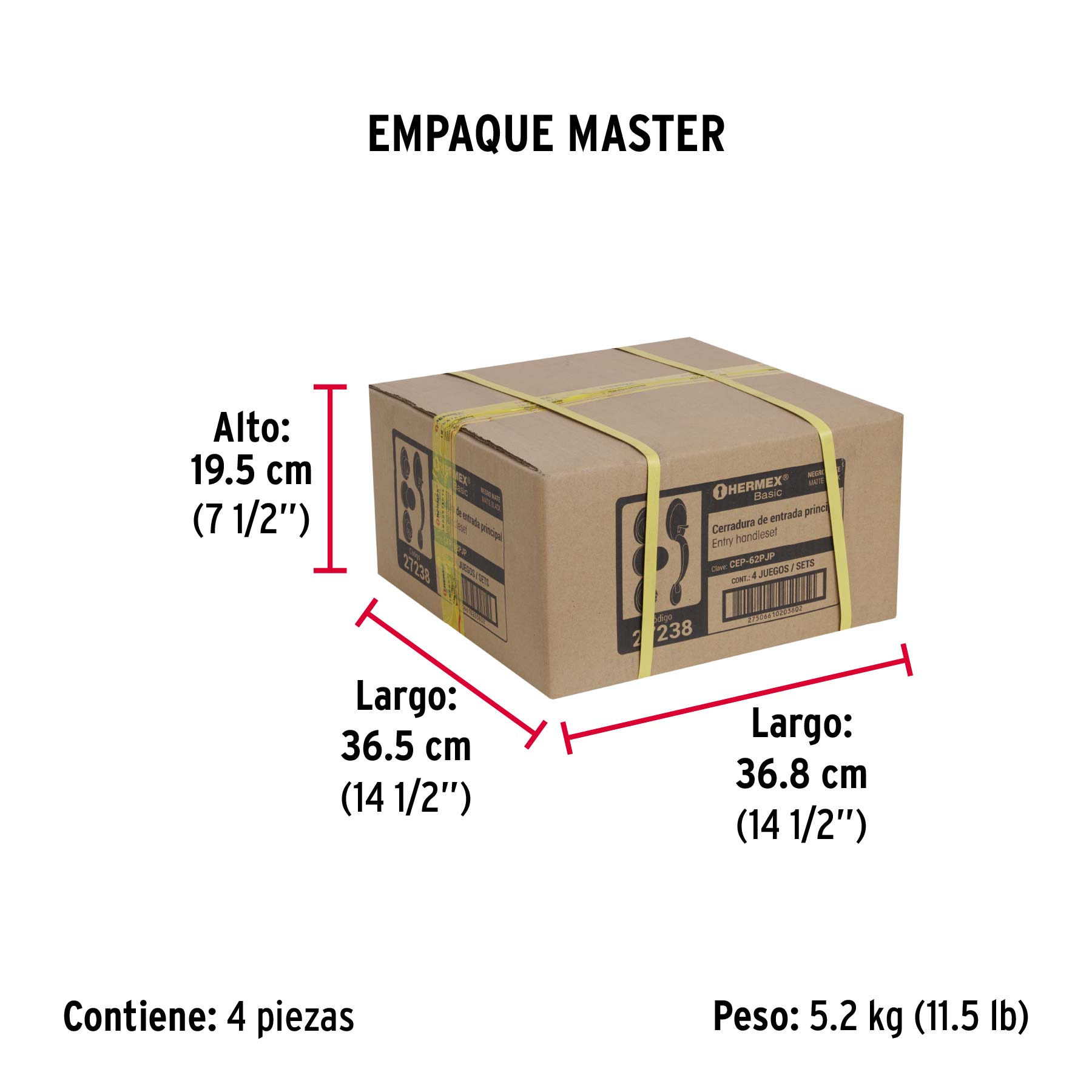 Jaladera y perilla, Berna llave-llave, negro, BASIC - Empaque