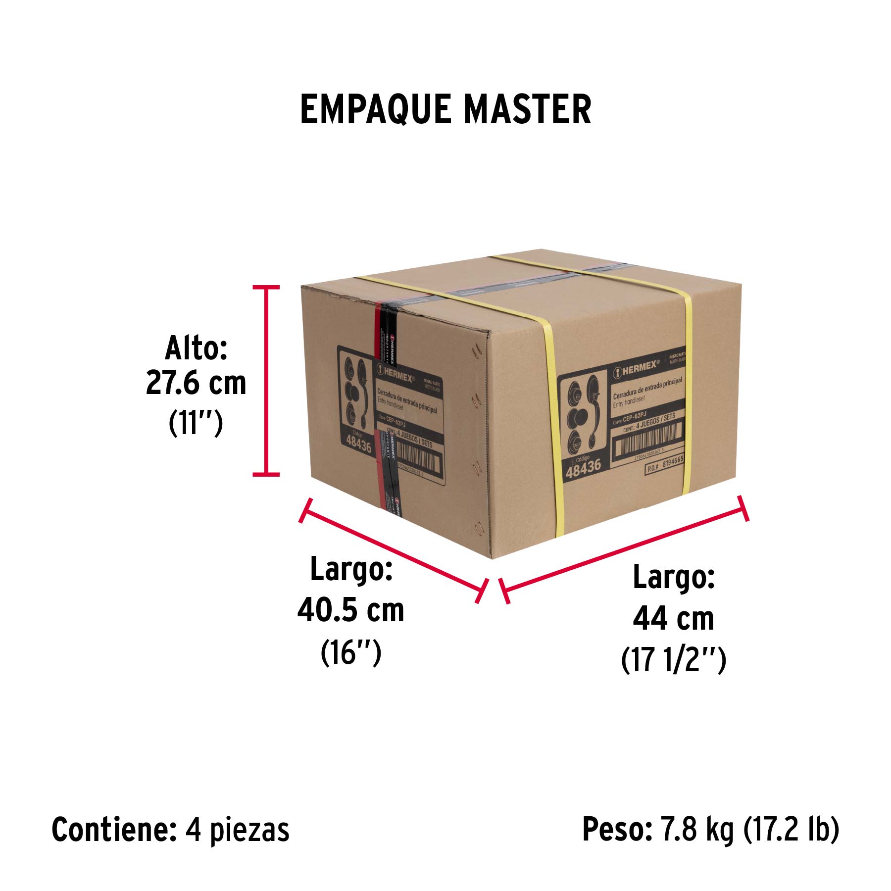 Jaladera/perilla, Lugo llave-llave, Negro, HERMEX - Empaque