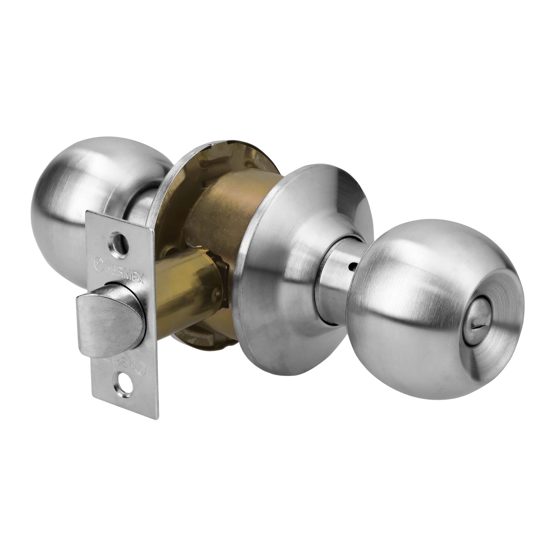 Cerradura tipo esfera para baño, cromo mate, HERMEX