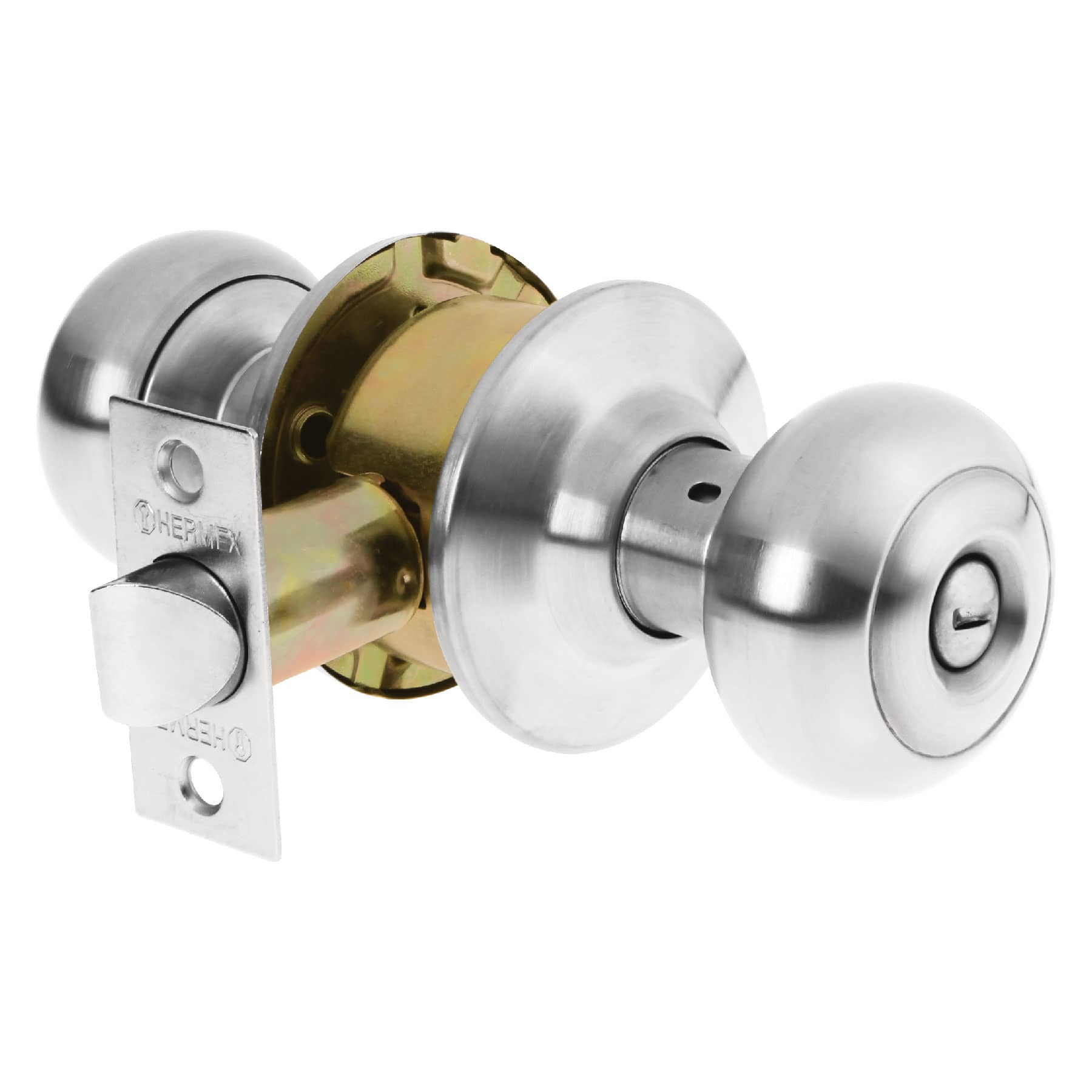 Cerradura tipo oval para baño, cromo mate, HERMEX