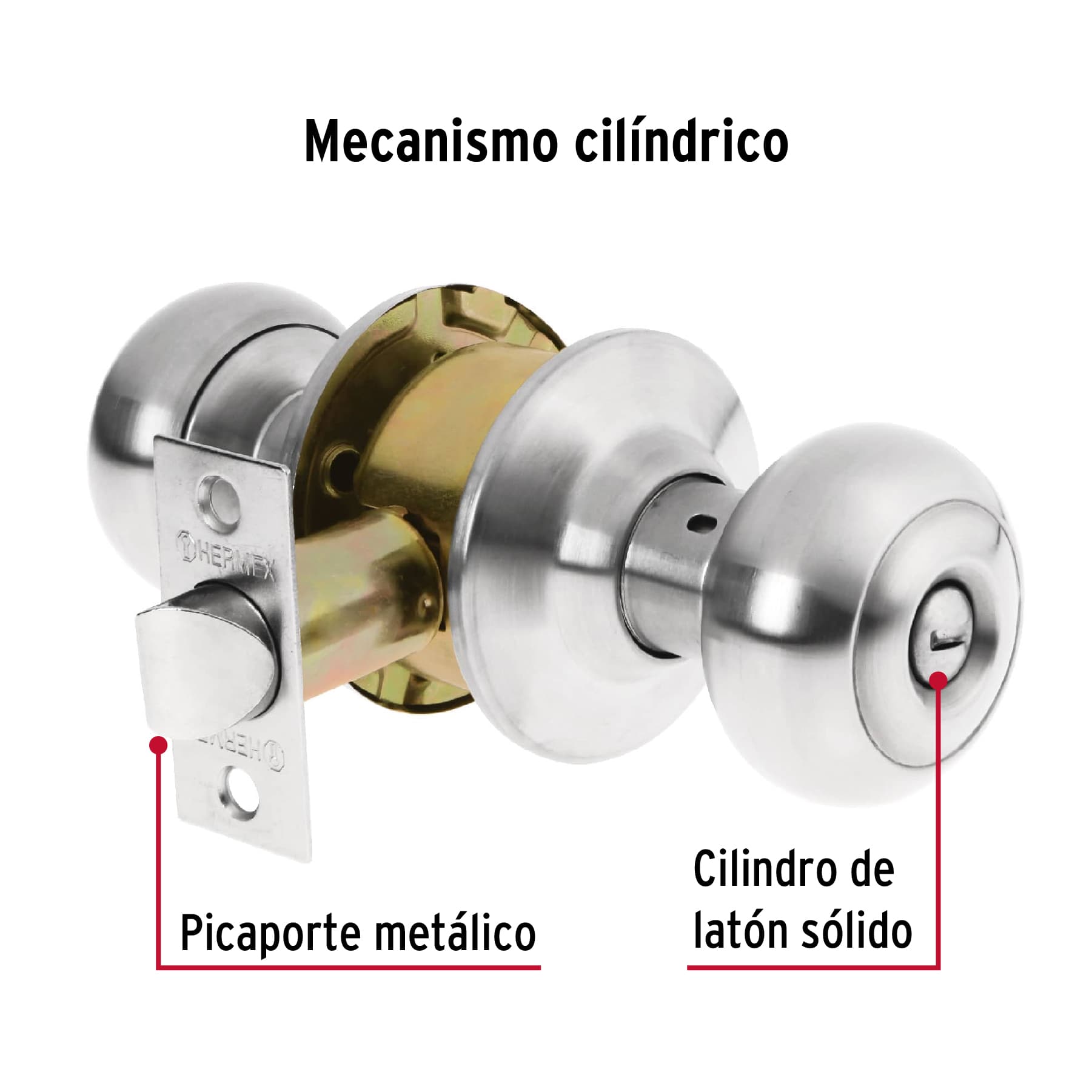 Cerradura tipo oval para baño, cromo mate, HERMEX