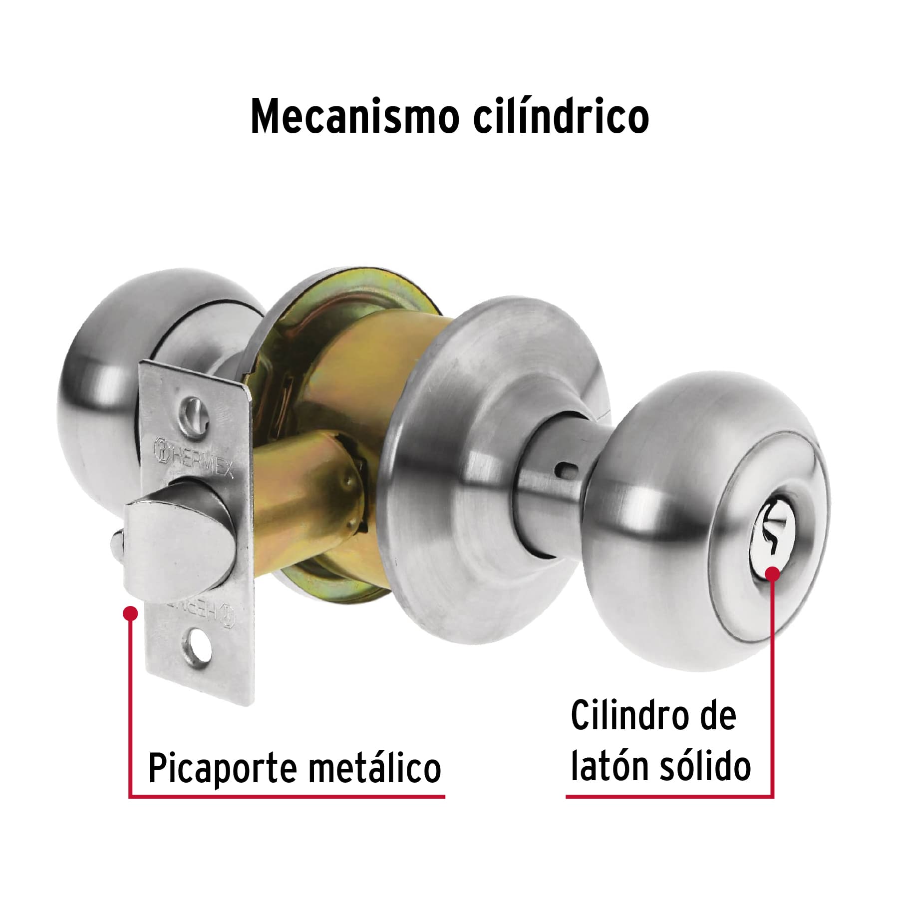 Cerradura tipo oval para entrada, cromo mate, HERMEX