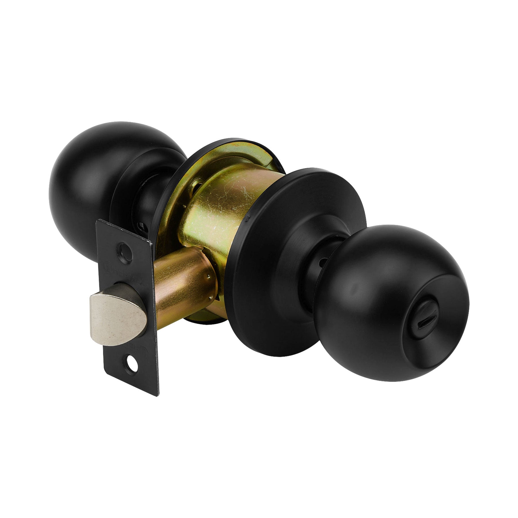 Cerradura pomo, negro, esfera, baño, HERMEX