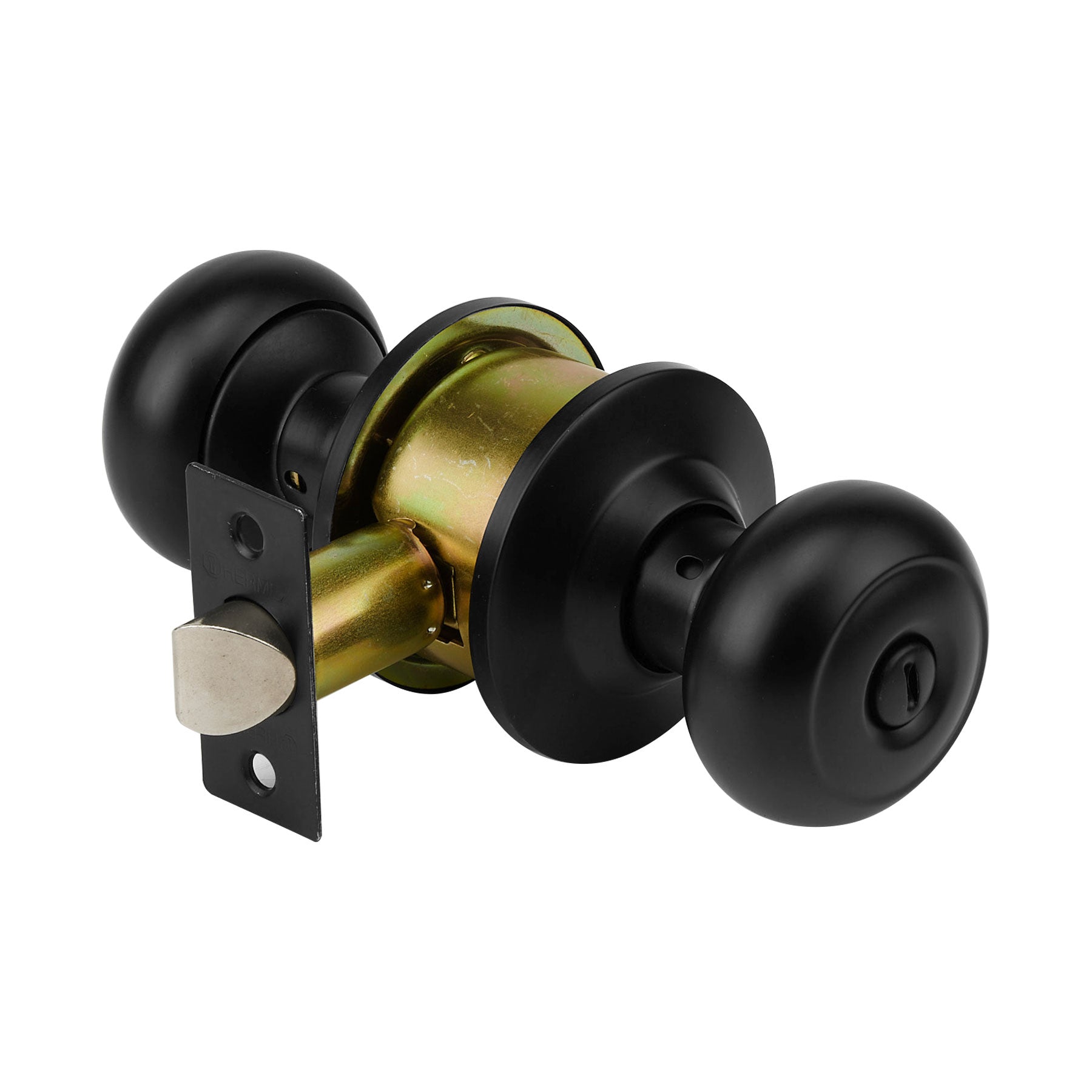 Cerradura pomo, negro, oval, baño, HERMEX