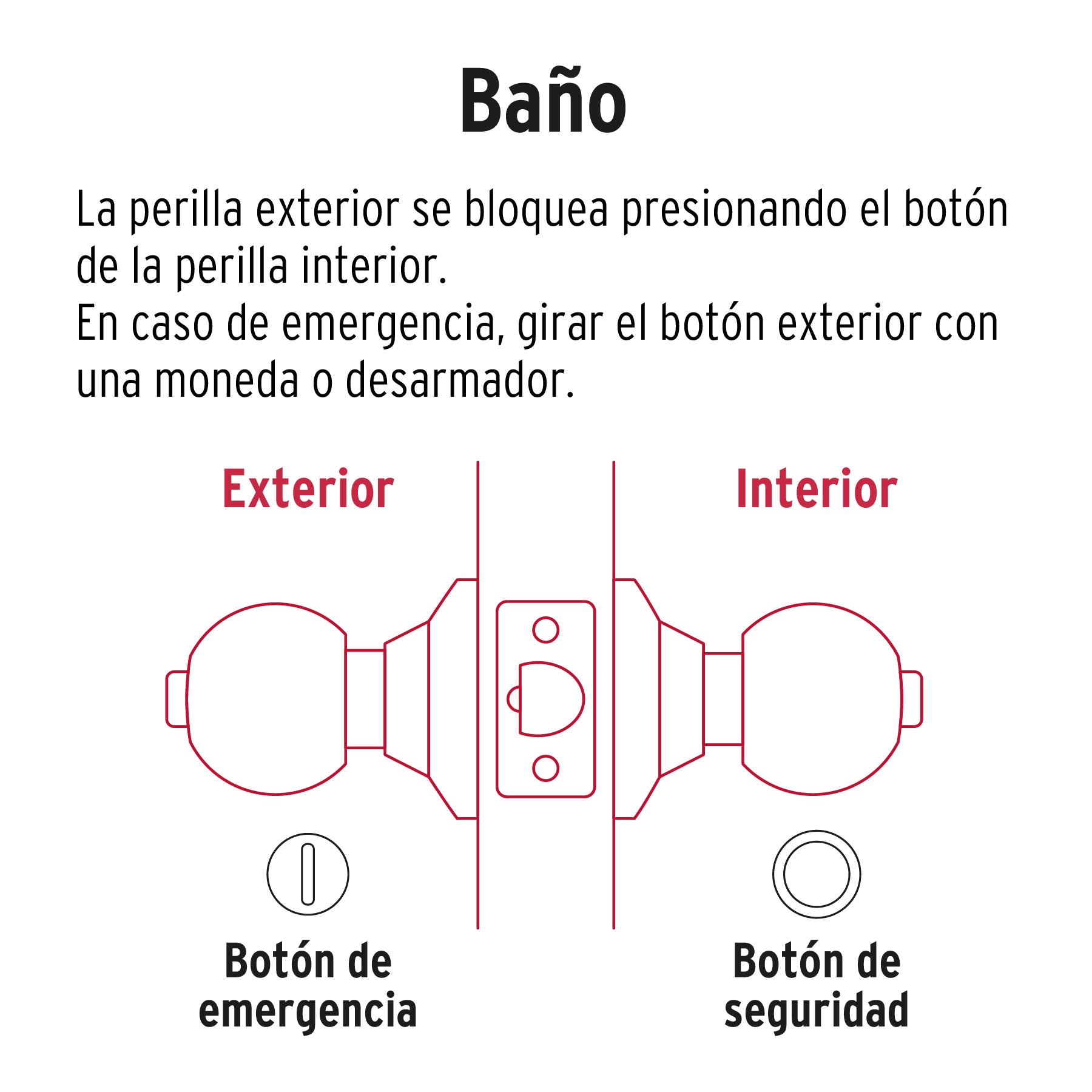 Cerradura pomo, negro, oval, baño, HERMEX