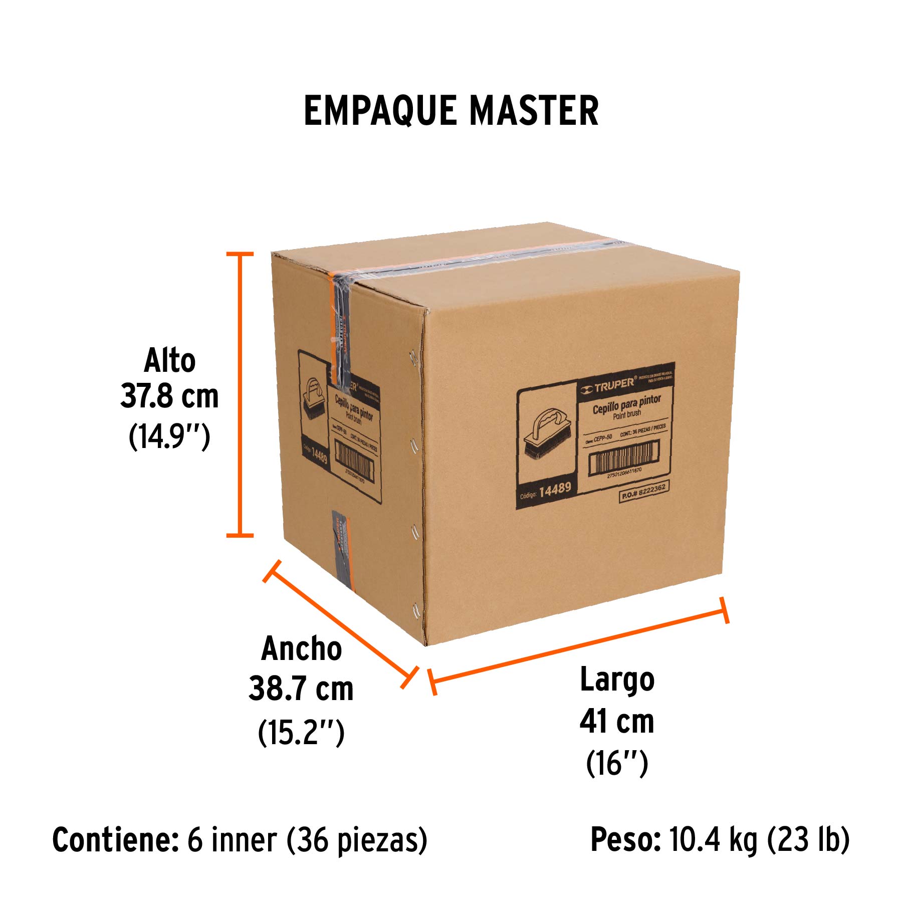 Cepillo para pintor, superficies semirrugosas, TRUPER - Empaque