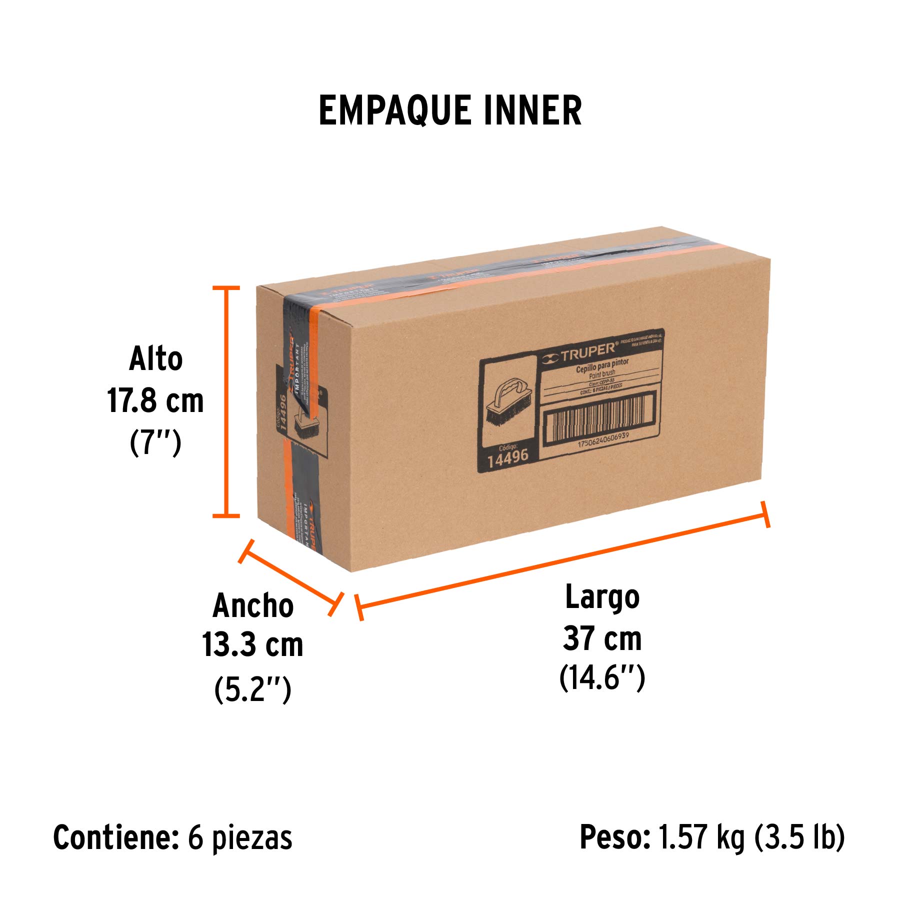 Cepillo para pintor, multiusos con cerdas sintéticas, TRUPER - Empaque