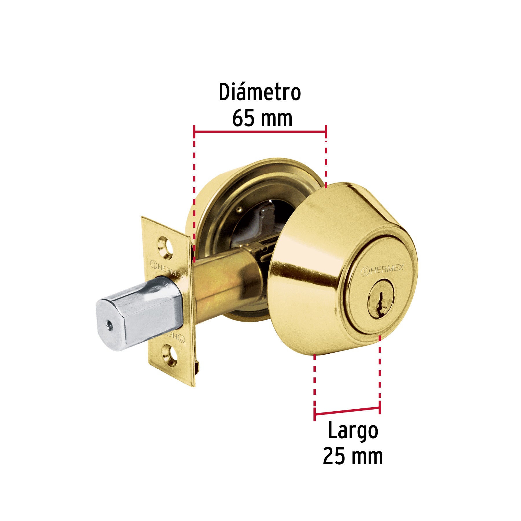 Cerrojo llave-llave latón brillante,llave tradicional HERMEX