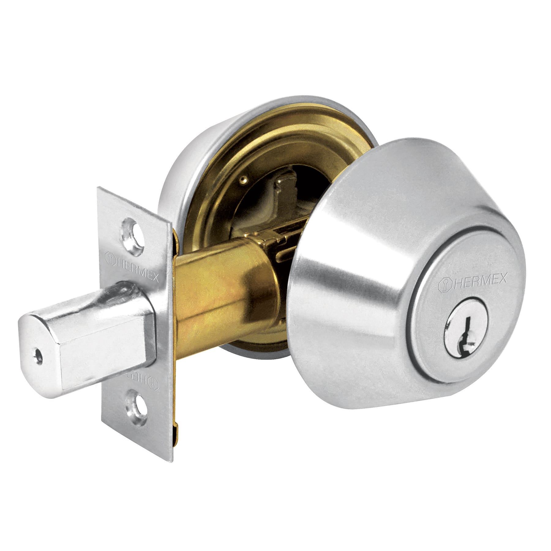 Cerrojo llave-mariposa cromo mate, llave tradicional, HERMEX