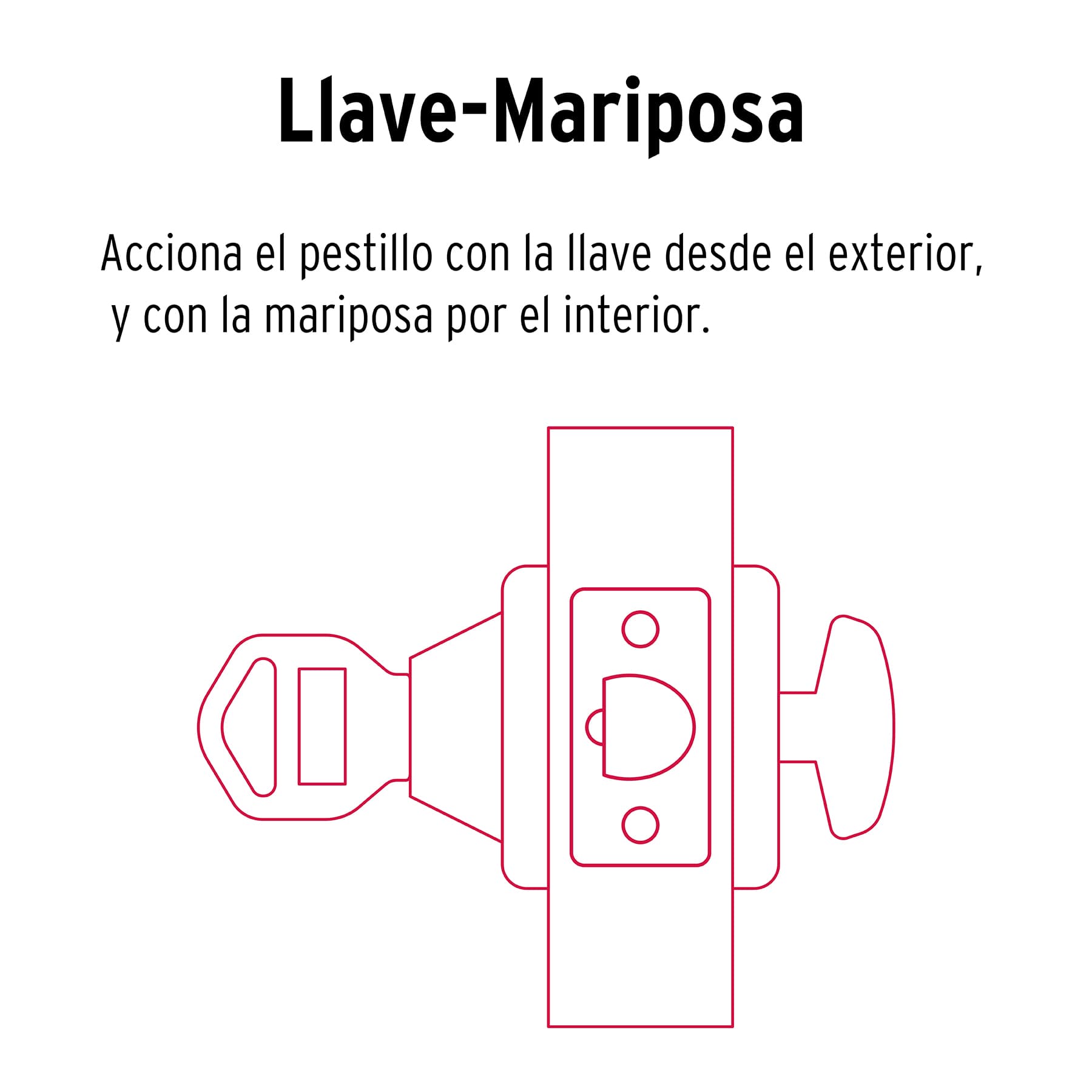 Cerrojo llave-mariposa cromo mate, llave tradicional, HERMEX