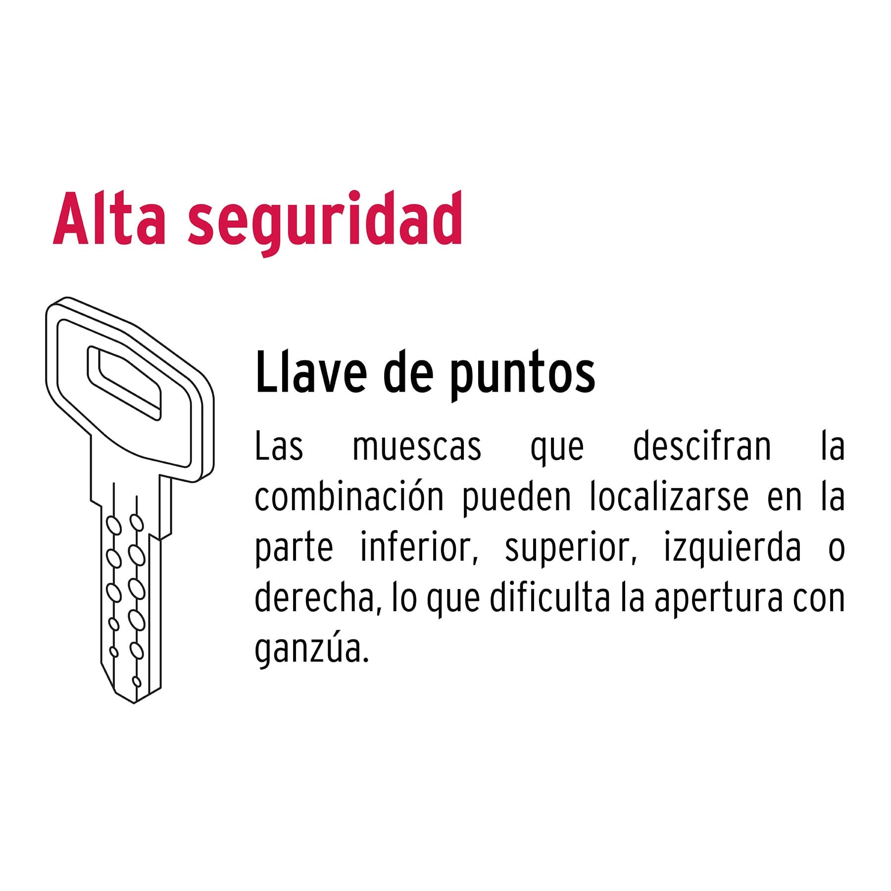 Cerrojo llave-llave negro, llave puntos, HERMEX