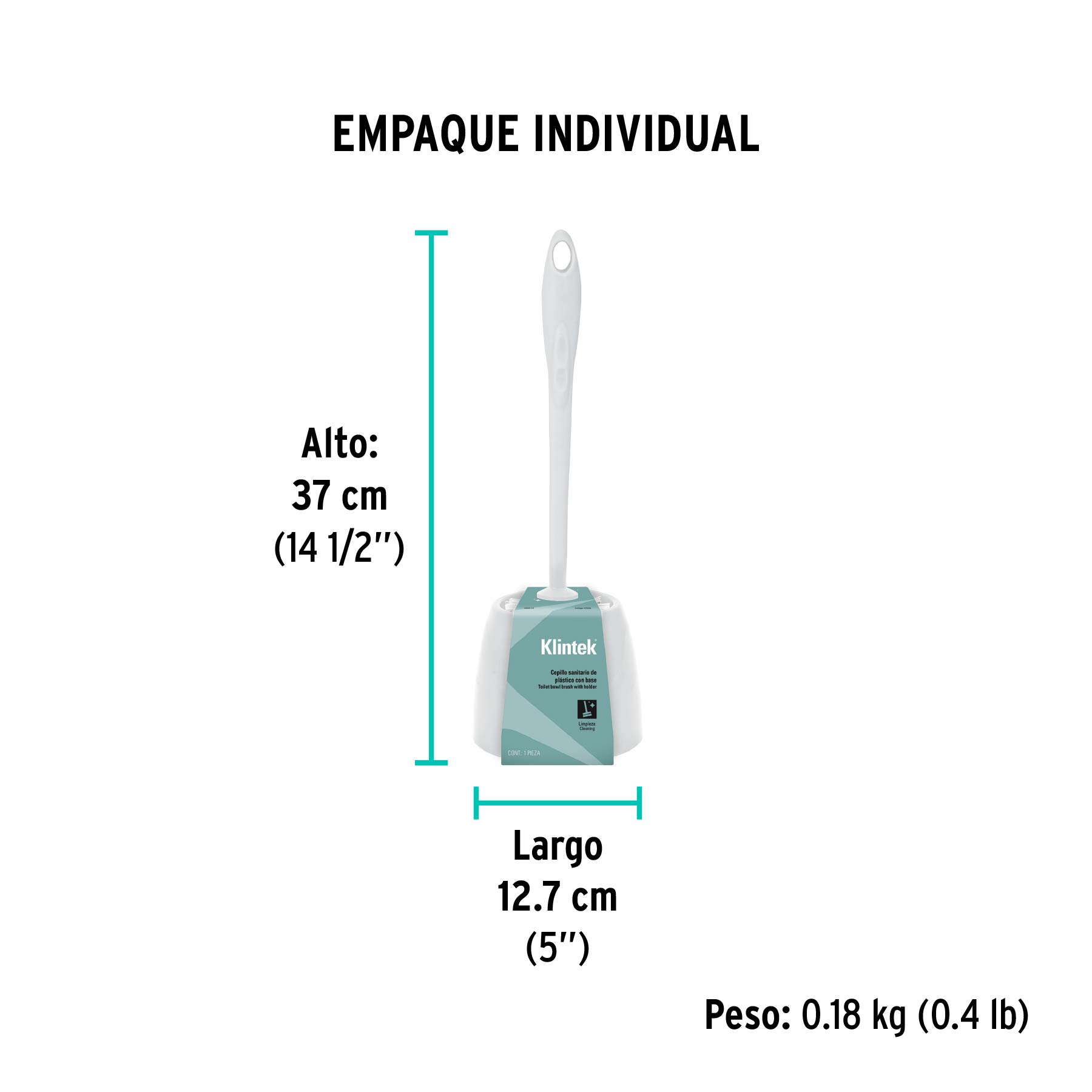 Cepillo sanitario de plástico con base, KLINTEK - Empaque