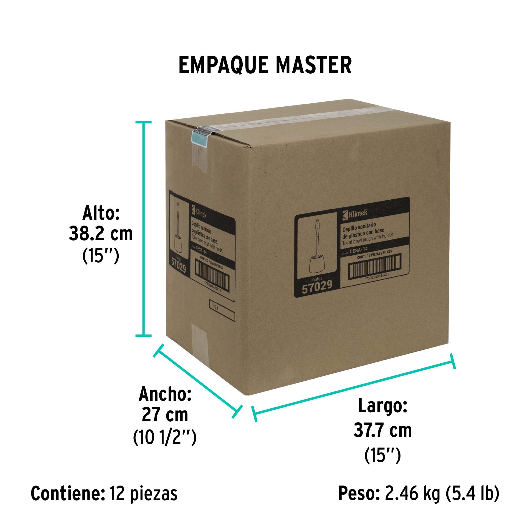 Cepillo sanitario de plástico con base, KLINTEK - Empaque