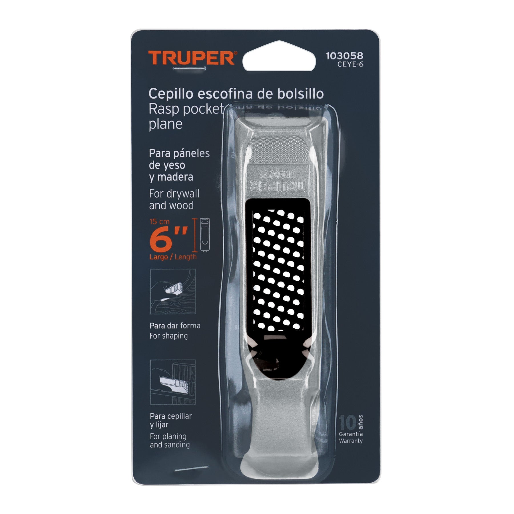 Cepillo escofina para muros de yeso, 6", TRUPER