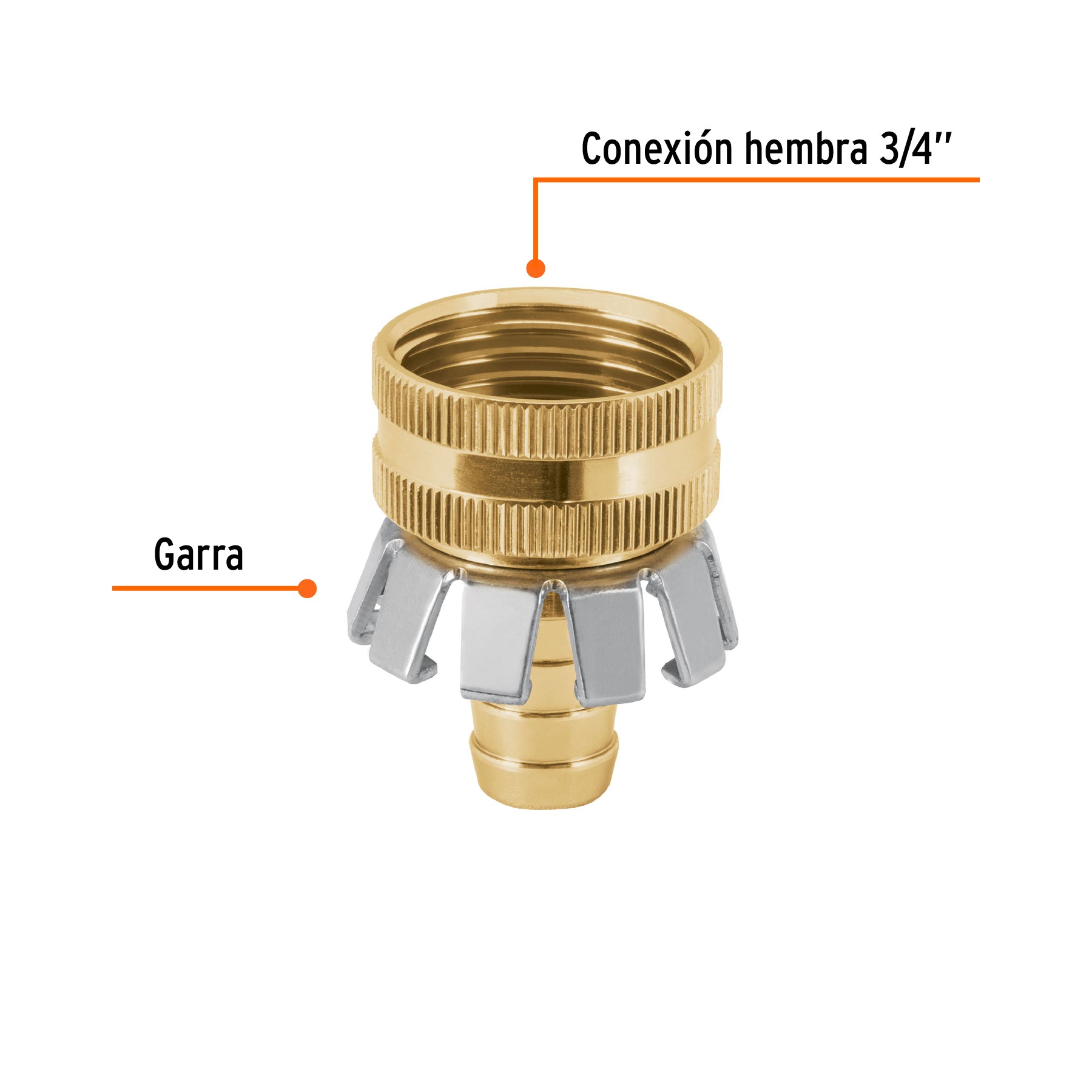 Conector 1/2" hembra tipo garra de aluminio, TRUPER