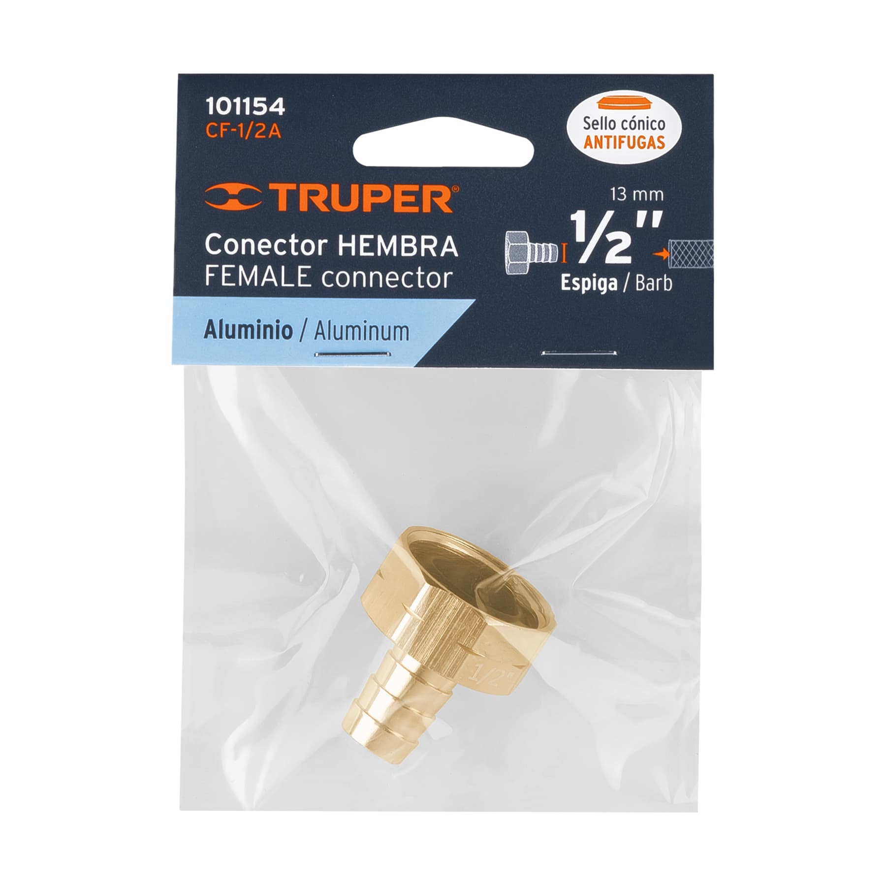 Conector 1/2" hembra de aluminio, TRUPER