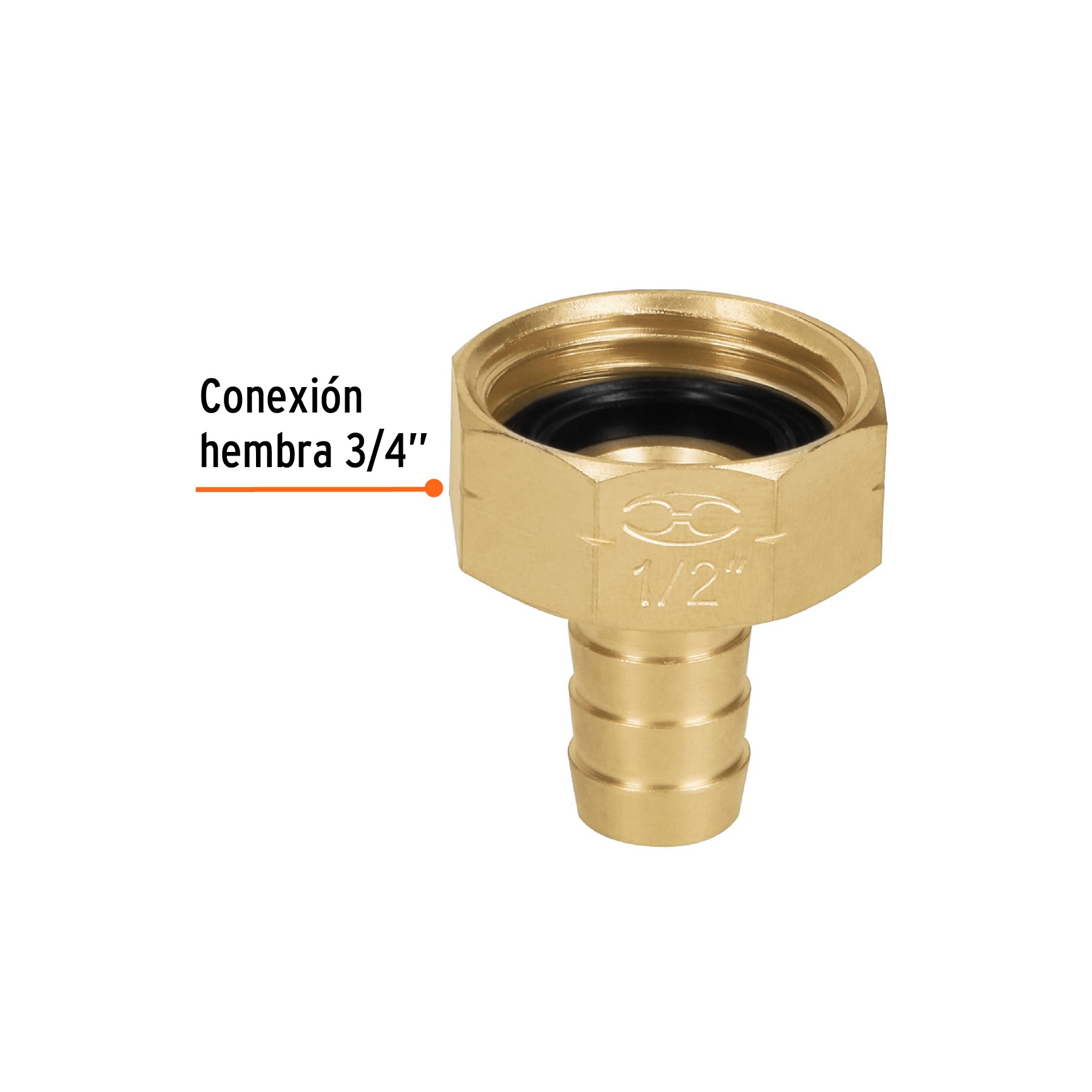 Conector 1/2" hembra de latón sólido para manguera, TRUPER