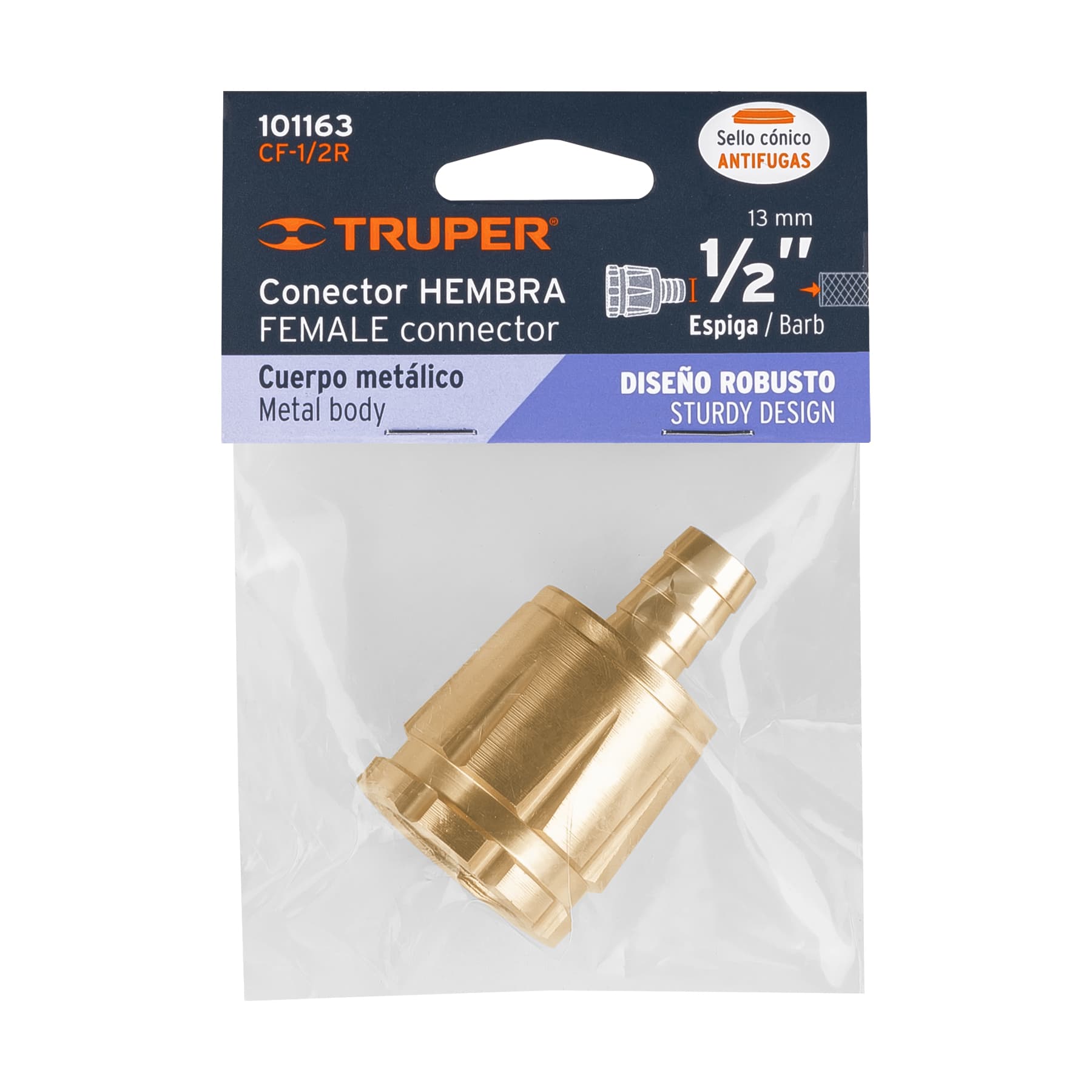 Conector 1/2" hembra robusto de aluminio, TRUPER