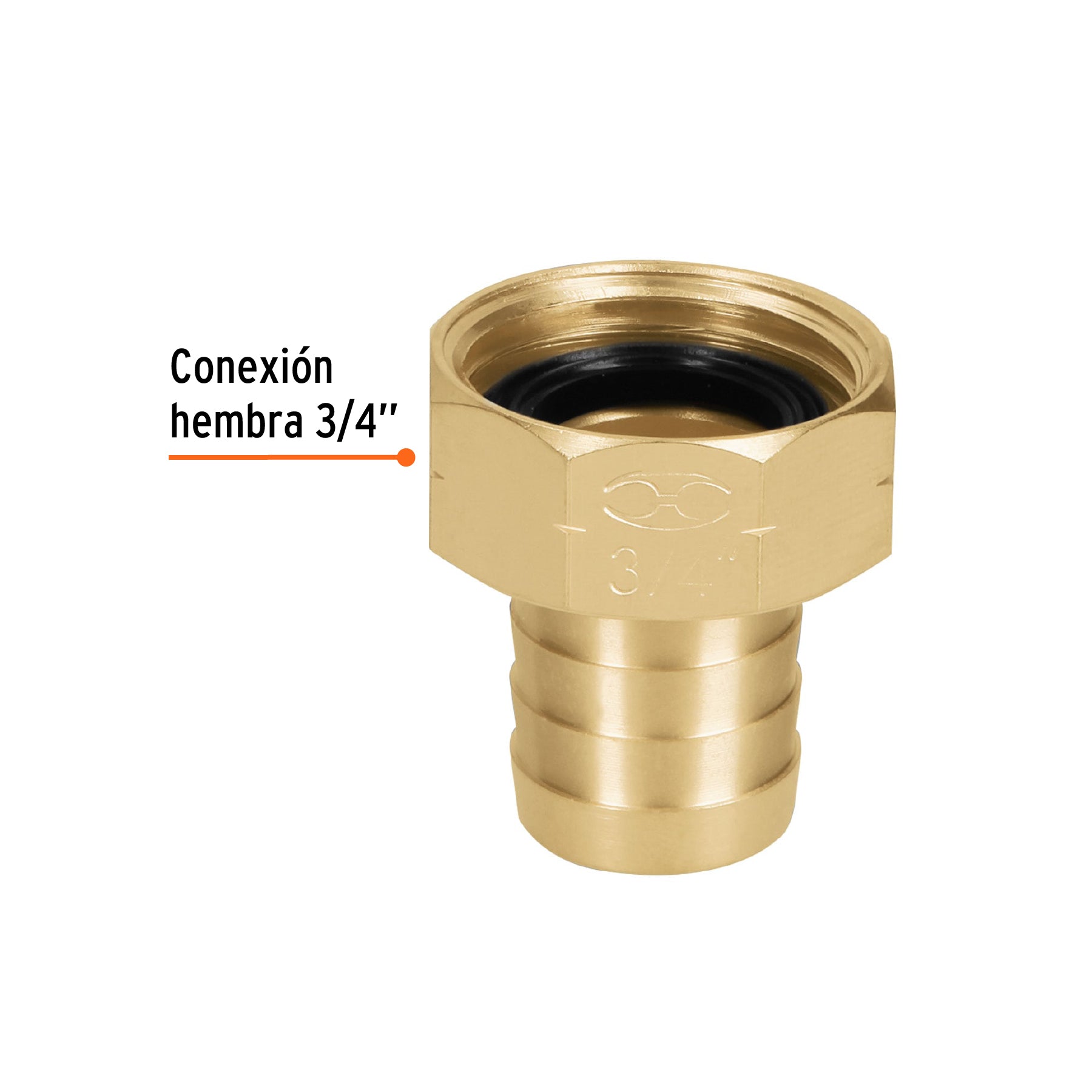 Conector 3/4" hembra de latón sólido para manguera, TRUPER
