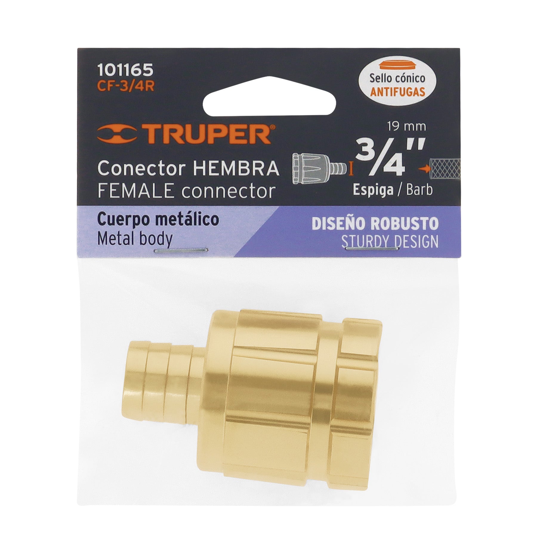 Conector 3/4" hembra robusto de aluminio, TRUPER