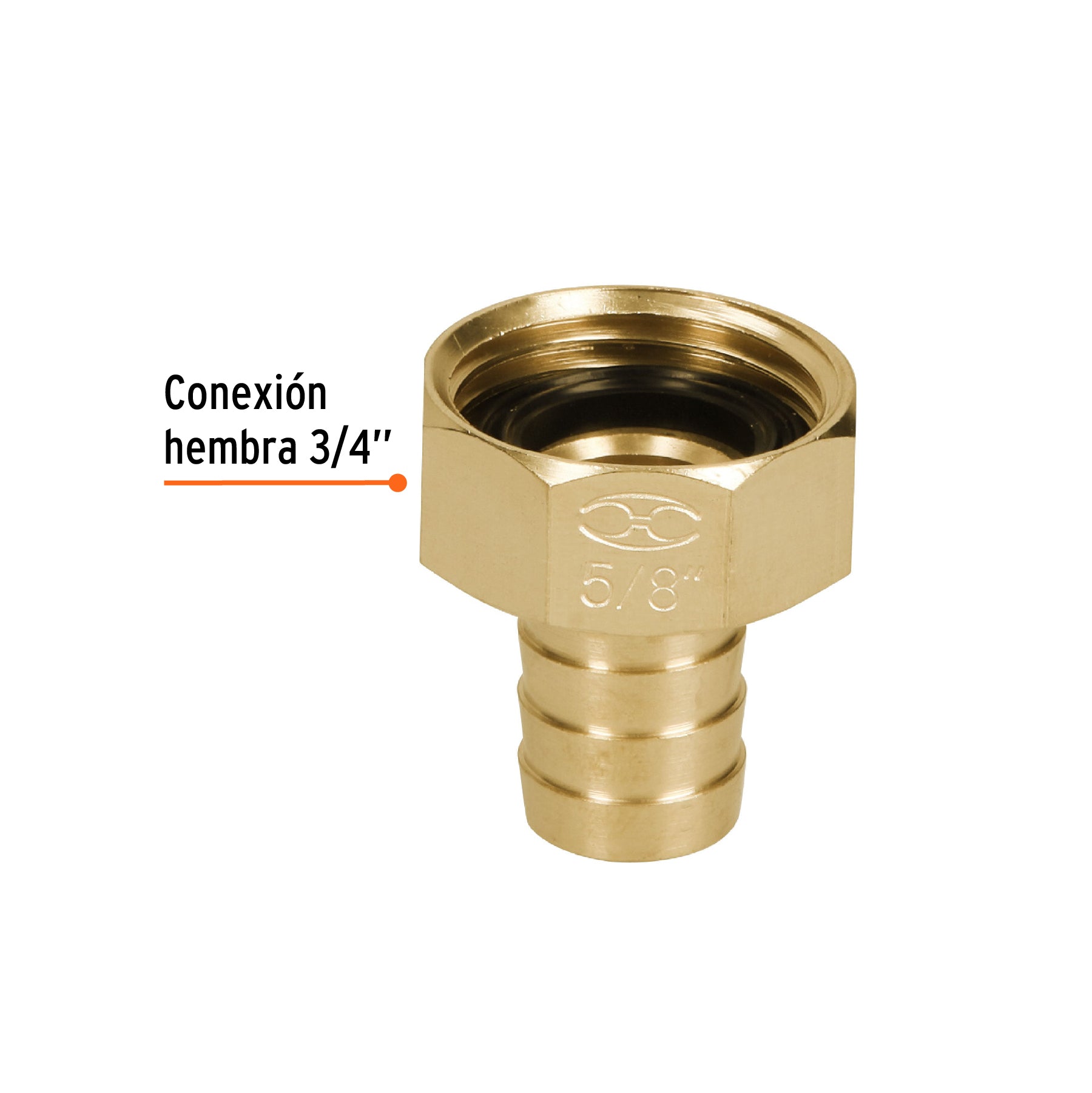 Conector 5/8" hembra de latón sólido para manguera, TRUPER