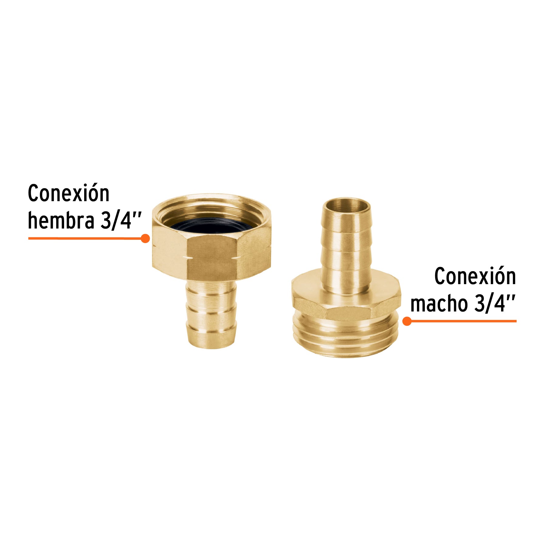 Conectores 1/2" macho y hembra de latón sólido para manguera