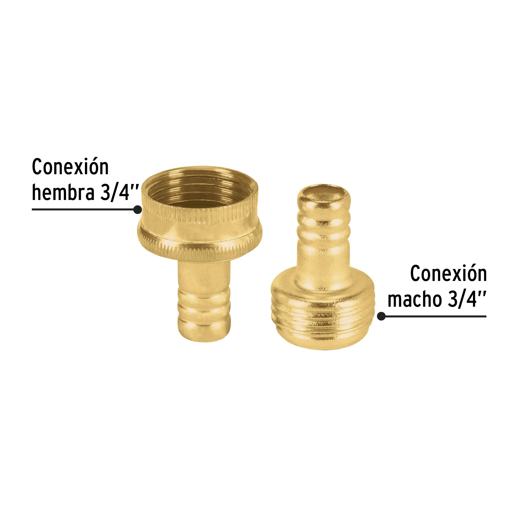 Juego conectores 1/2" macho/hembra de latón laminado, PRETUL