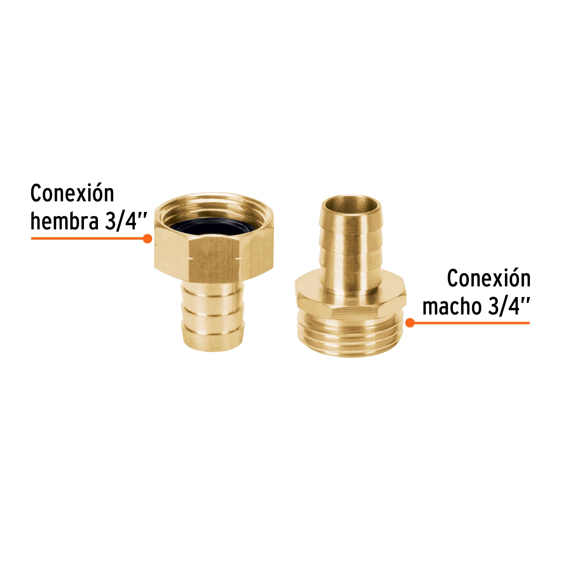 Conectores 5/8" macho y hembra de latón sólido para manguera