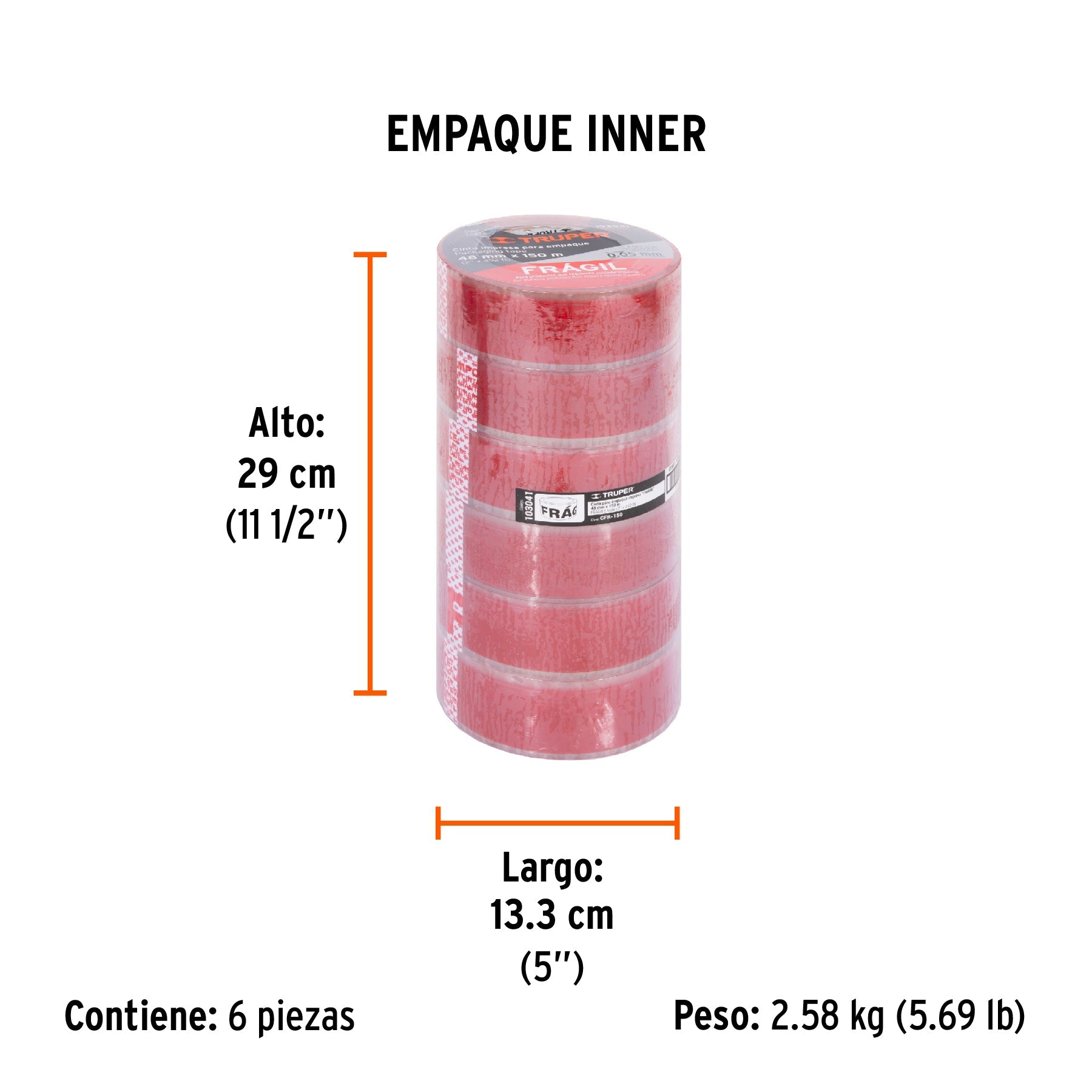 Cinta de empaque 48 mm x 150 m "Frágil", TRUPER - Empaque