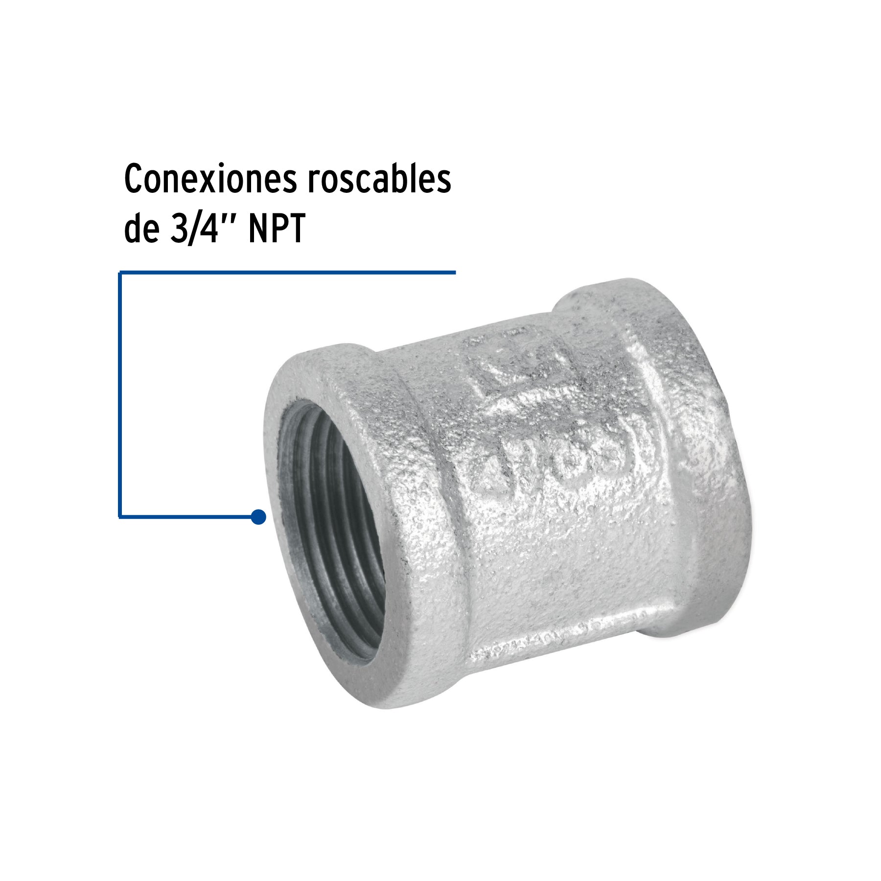 Cople reforzado de acero galvanizado de 3/4", FOSET