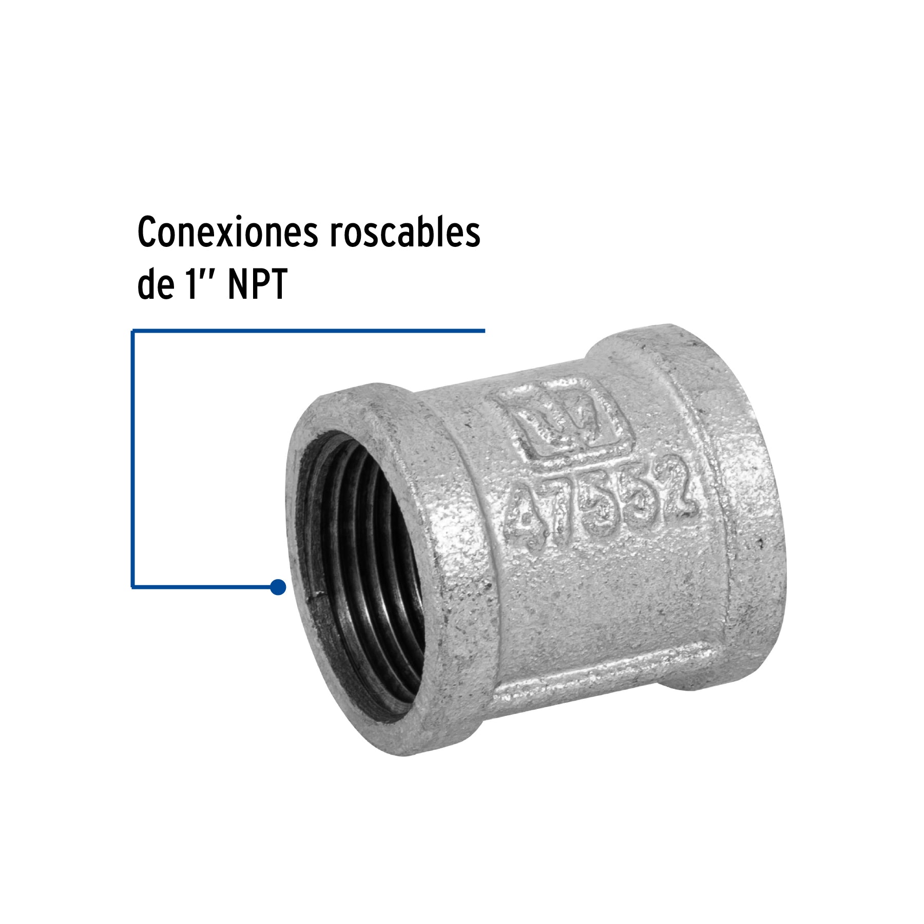 Cople reforzado de acero galvanizado de 1", FOSET