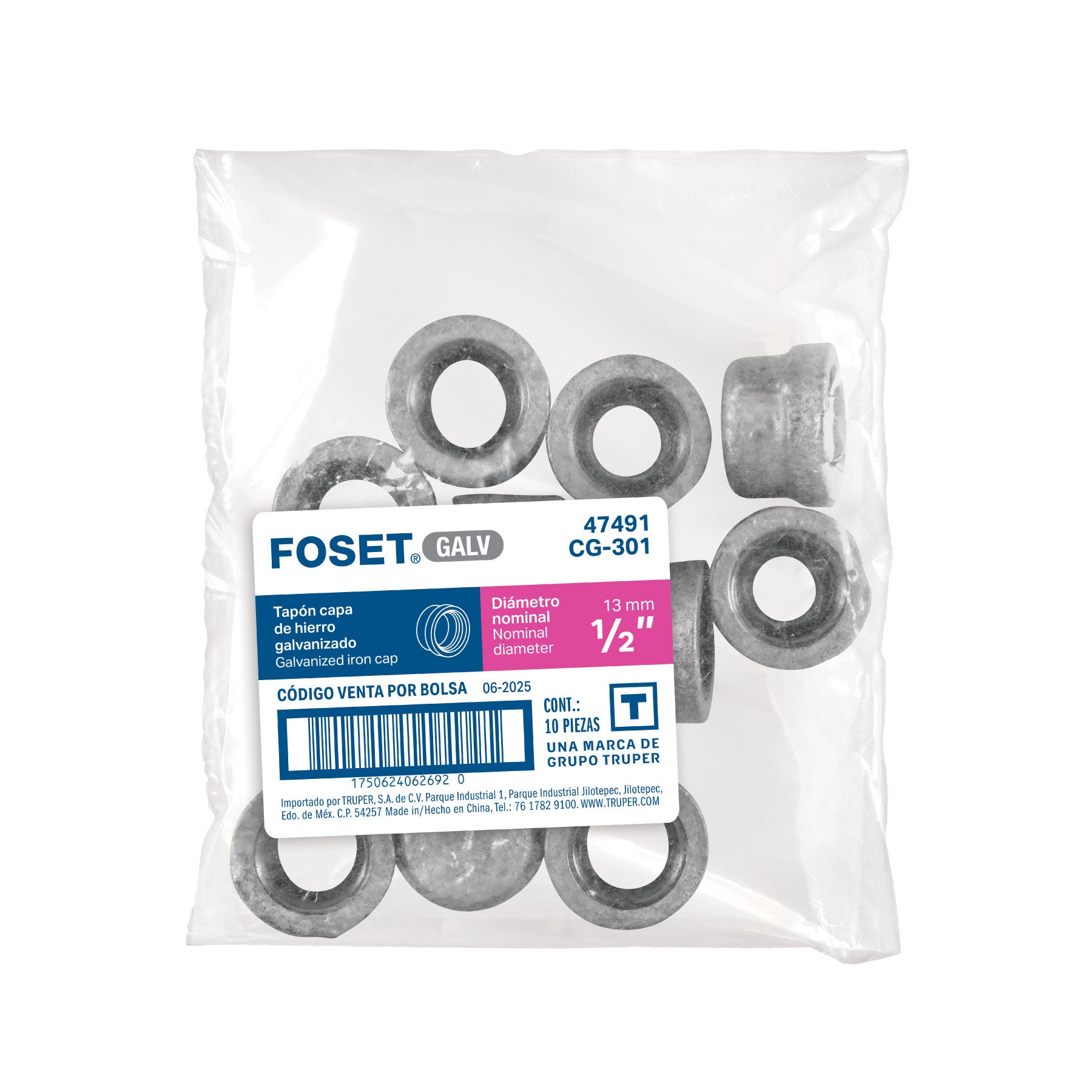 Tapón hembra 1/2" de acero galvanizado, FOSET