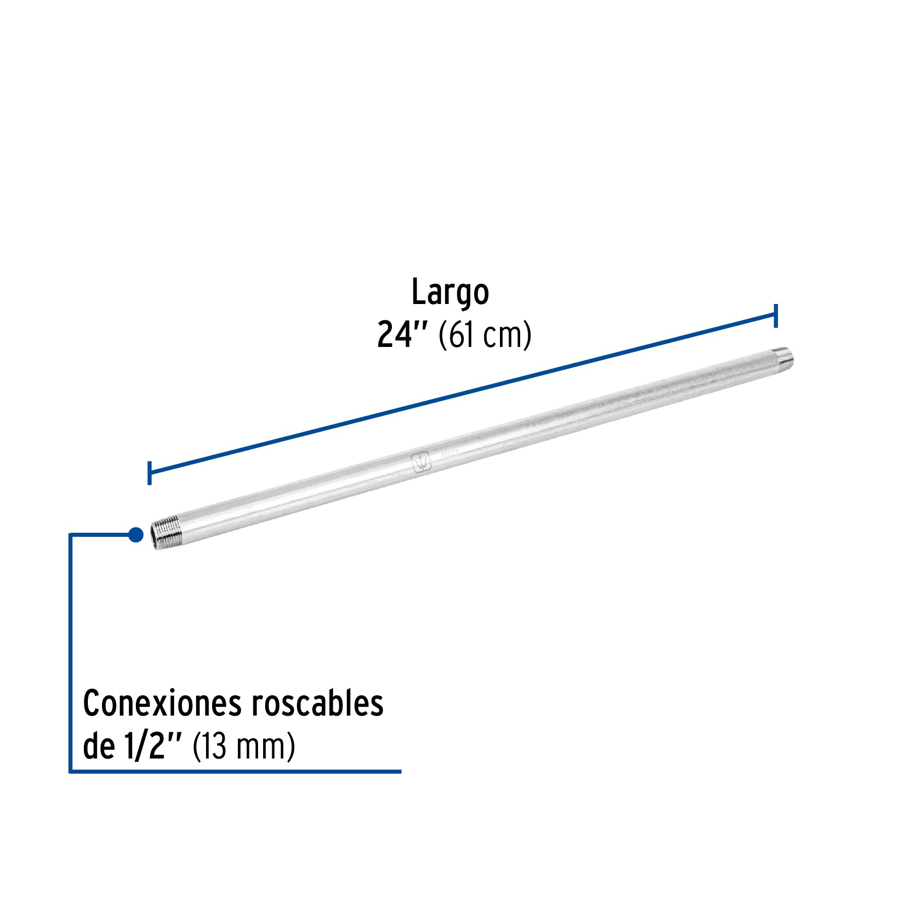 Niple de acero galvanizado 1/2" x 24", FOSET