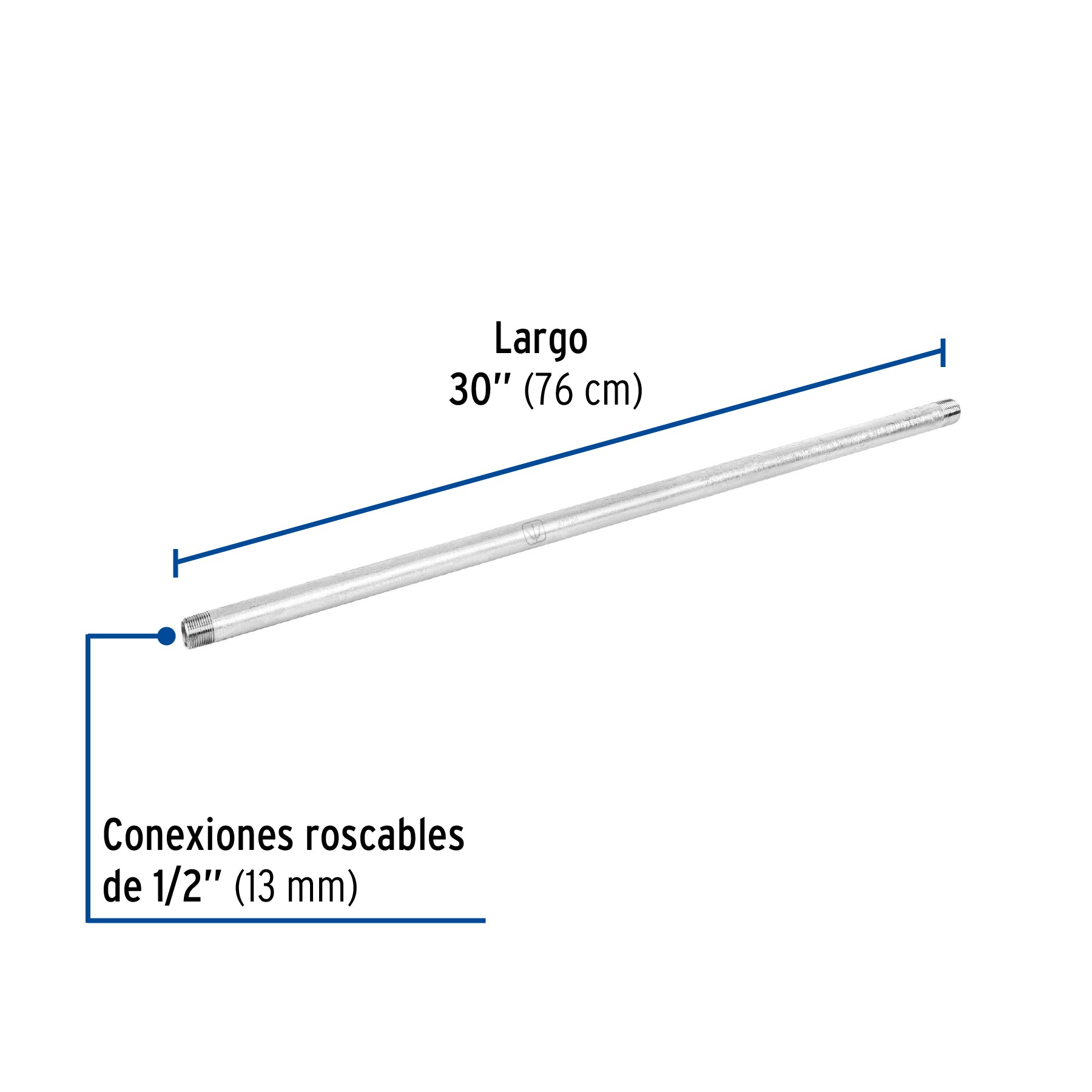 Niple de acero galvanizado 1/2" x 30", FOSET