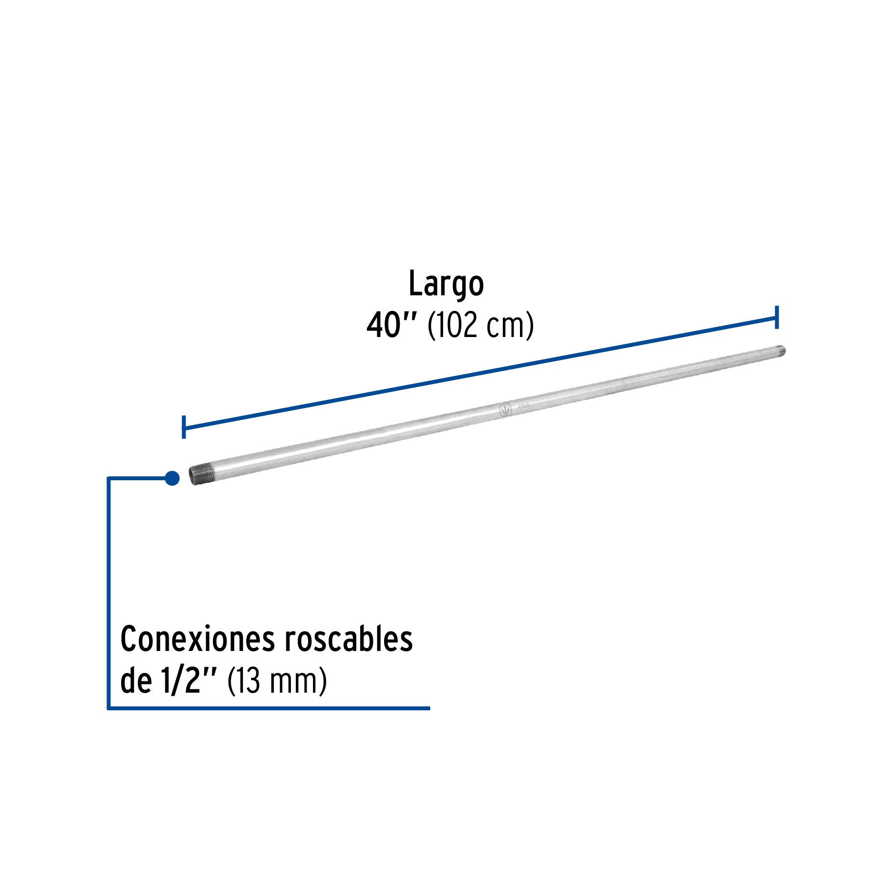 Niple de acero galvanizado 1/2" x 40", FOSET