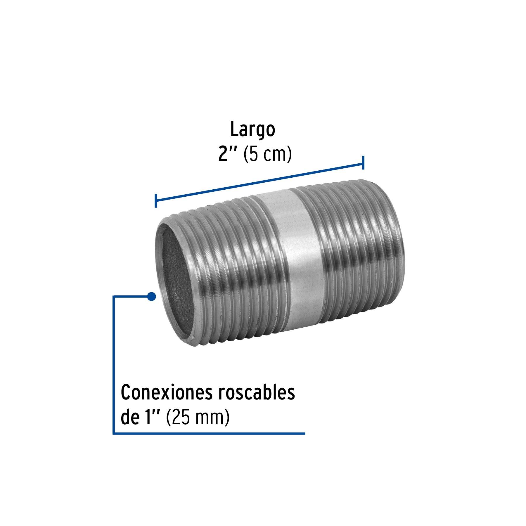 Niple de acero galvanizado 1" x 2", FOSET